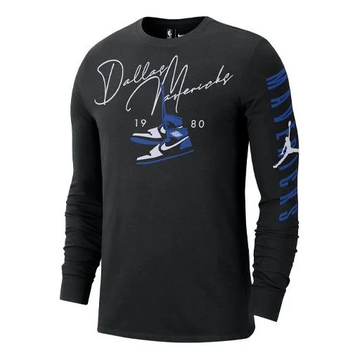 Men's Nike Casual Round Neck Pullover Printing Long Sleeves Black T-Shirt DJ6537-010 - 1