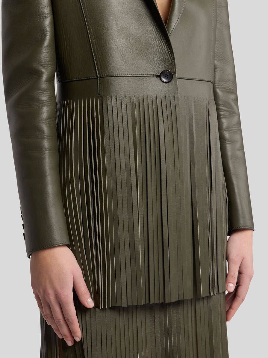SINGLE-BREASTED LEATHER JACKET WITH FRINGING - 2