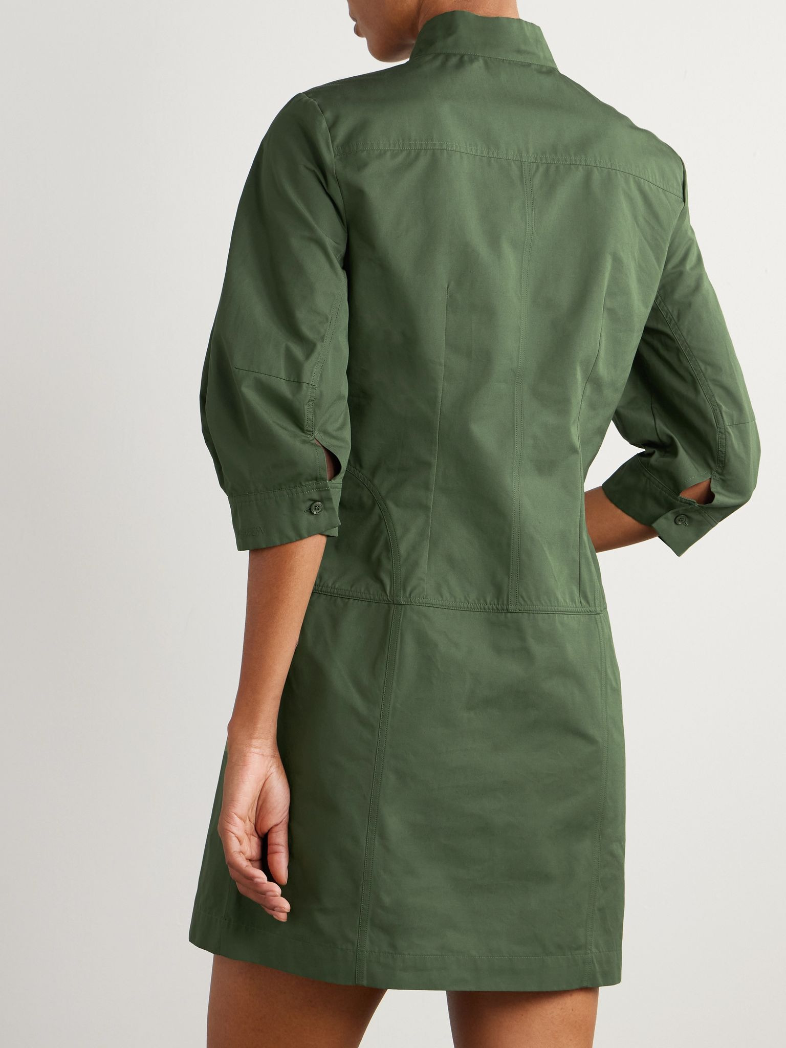 Cotton-poplin mini dress Green - 3