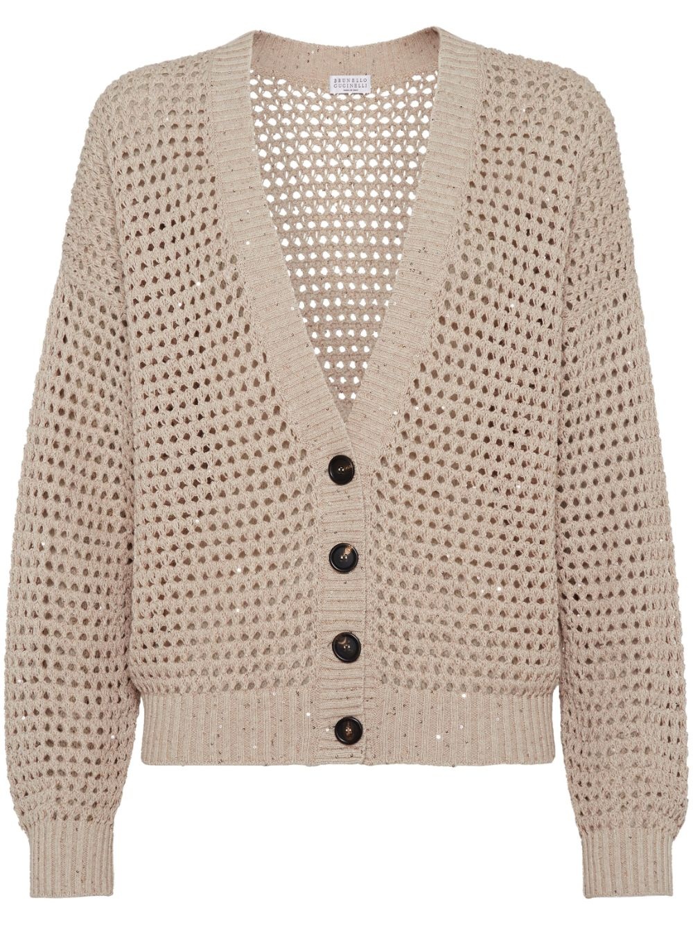 open-knit sequinned cardigan - 1