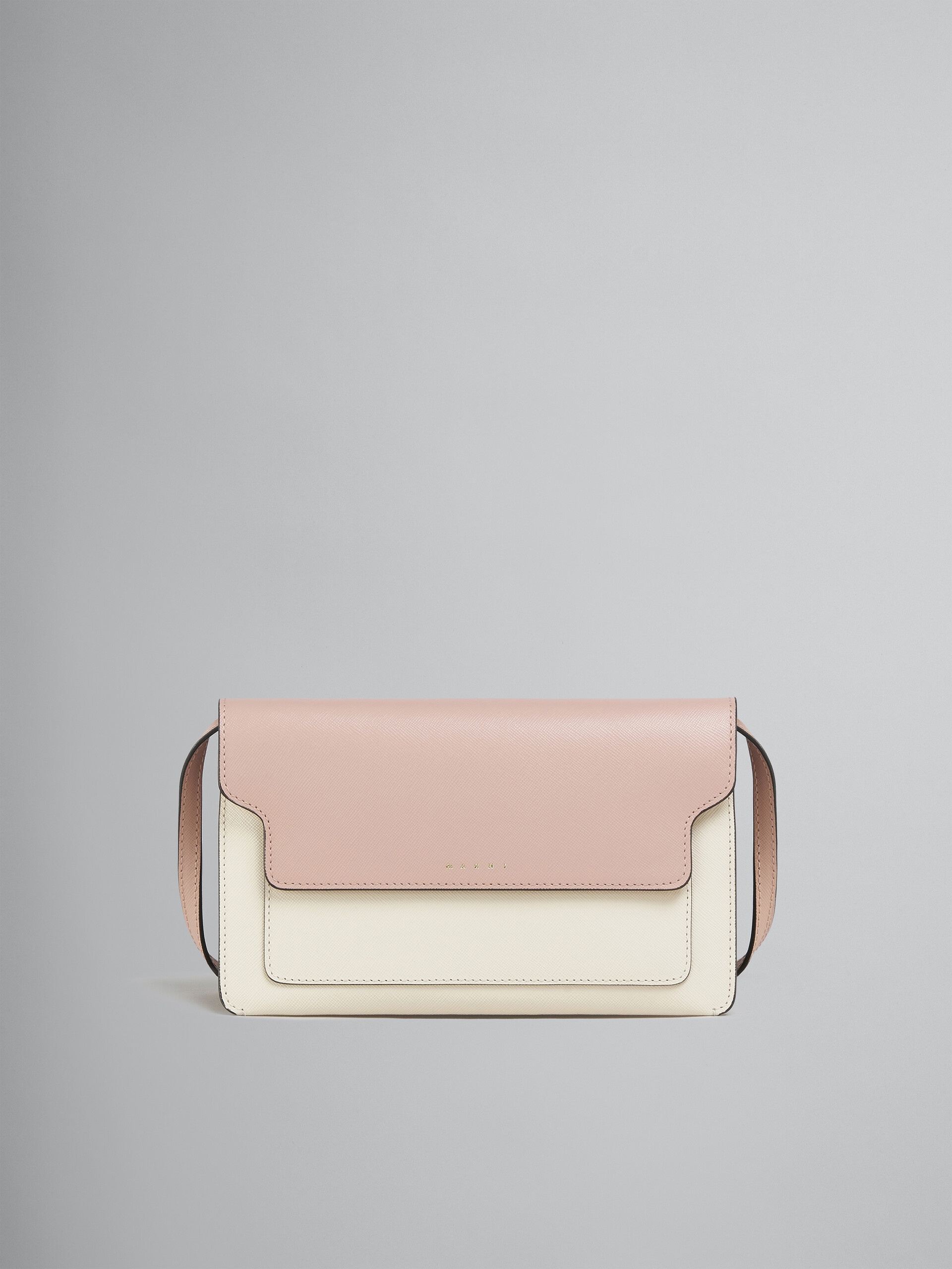 TRUNK CLUTCH IN PINK WHITE AND BEIGE SAFFIANO LEATHER - 1