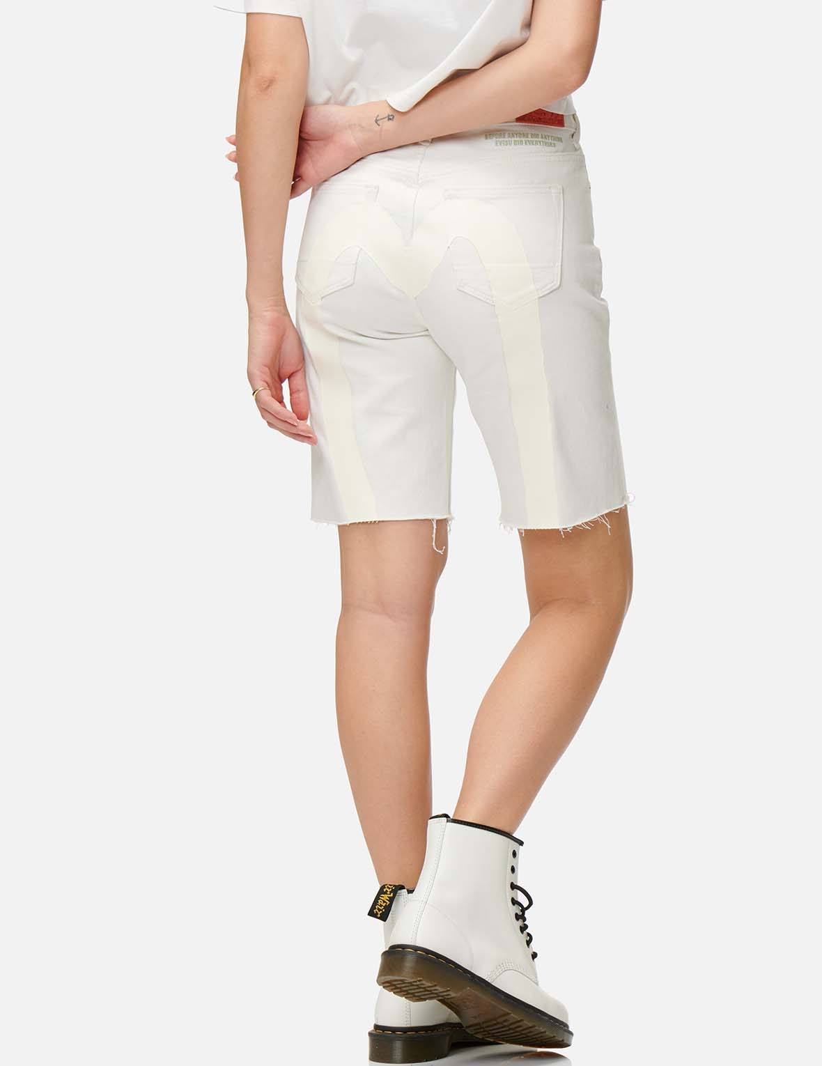 DAICOCK WHITE DENIM SHORTS - 4