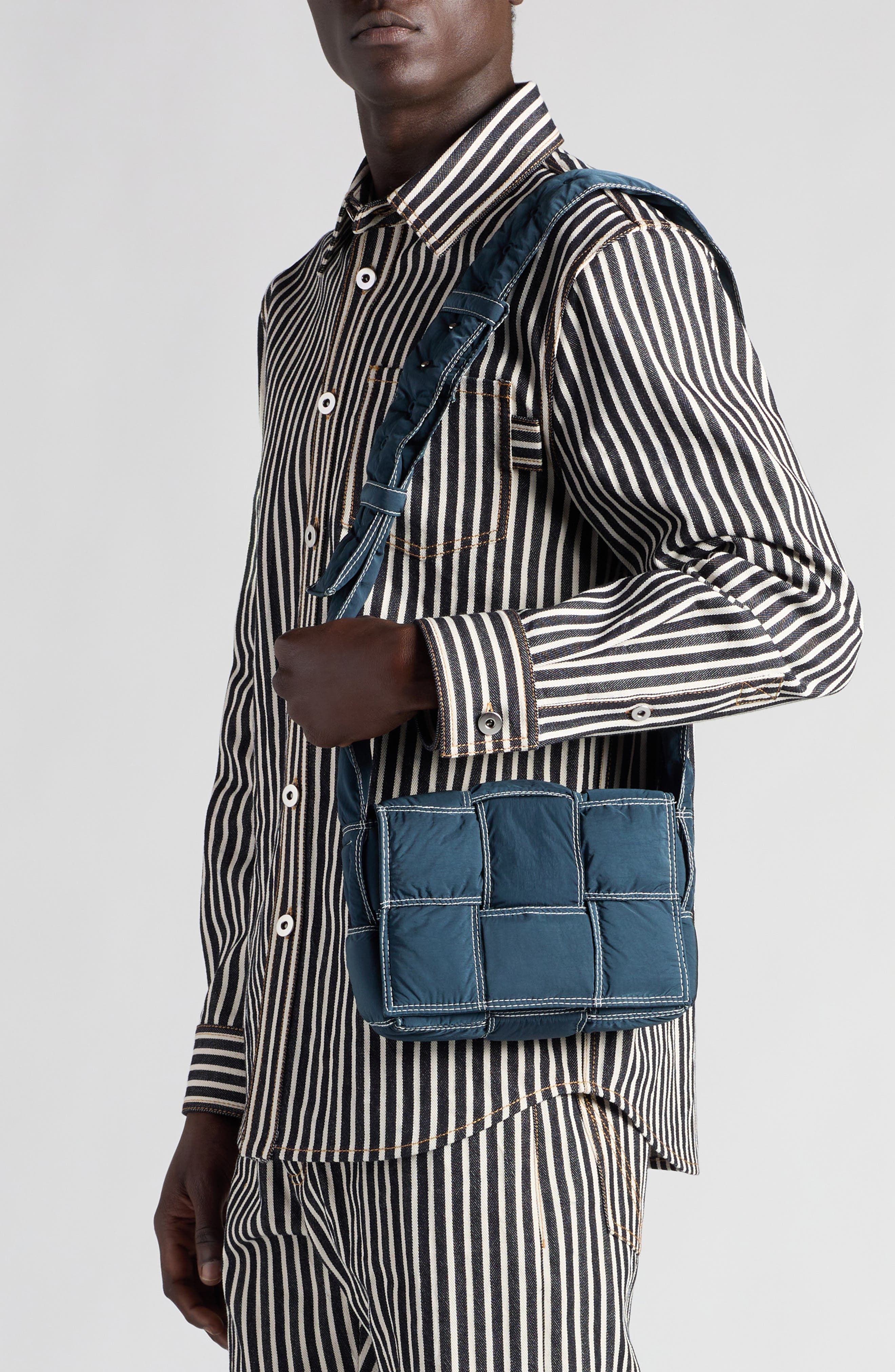 Bottega Veneta Small Padded Cassette Bag in 3493 Deep Blue/White at Nordstrom - 7