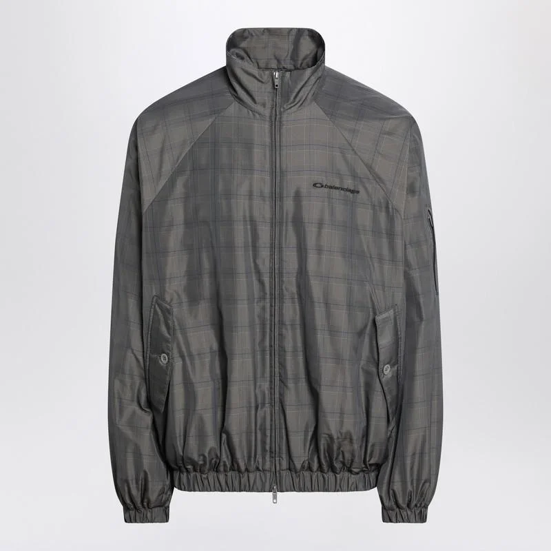 Balenciaga Grey/Blue Nylon Zip-Up Jacket - 1
