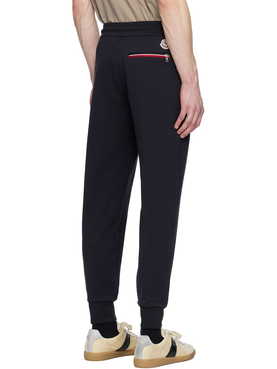 Navy Tricolor-Trimmed Cotton Sweatpants - 3