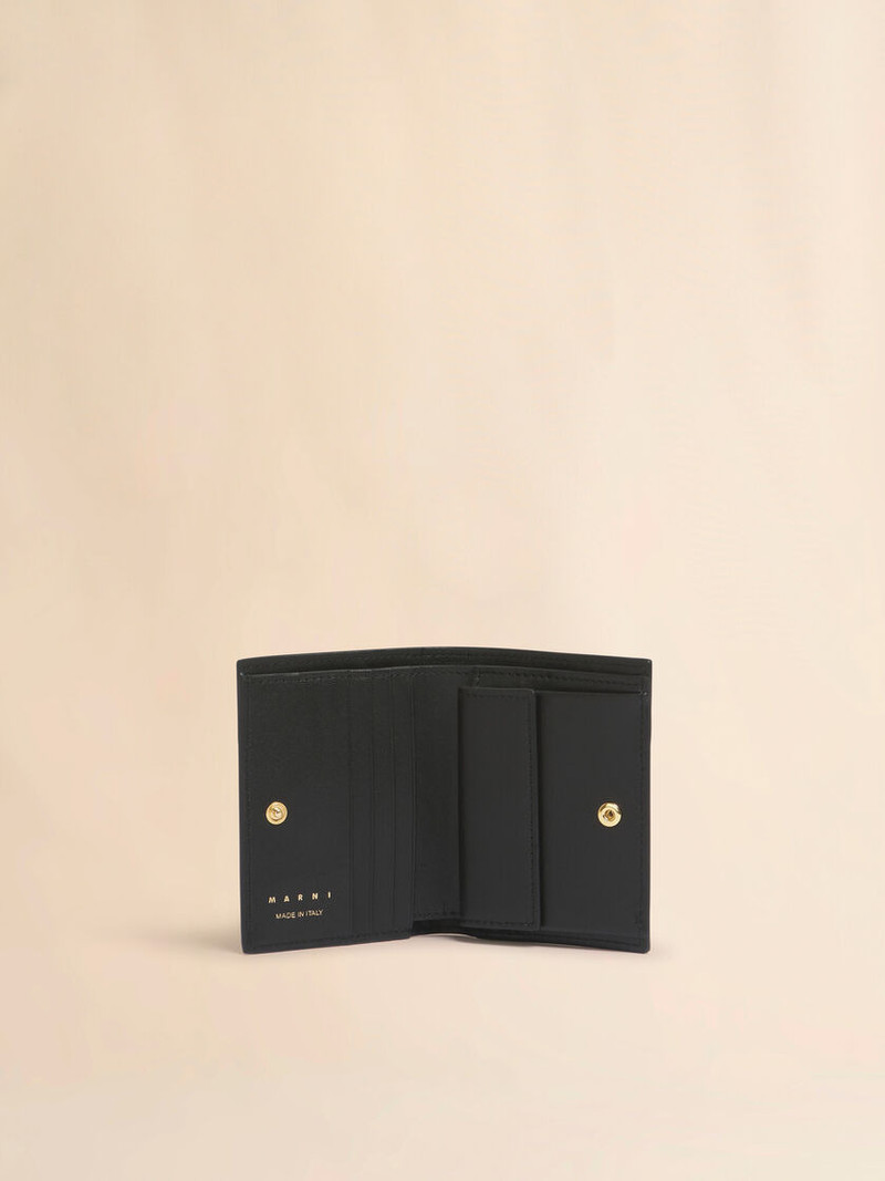 Marni BLACK, GRAY AND BROWN LEATHER BIFOLD WALLET outlook
