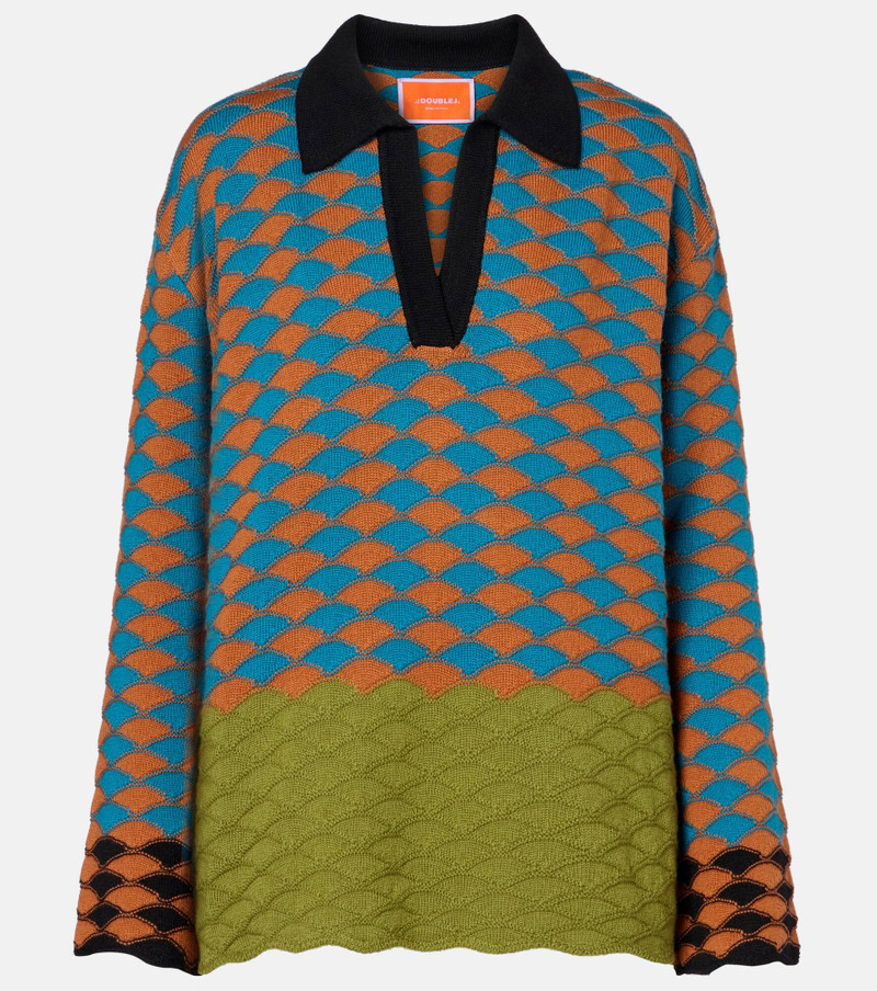 Intarsia wool polo sweater 1