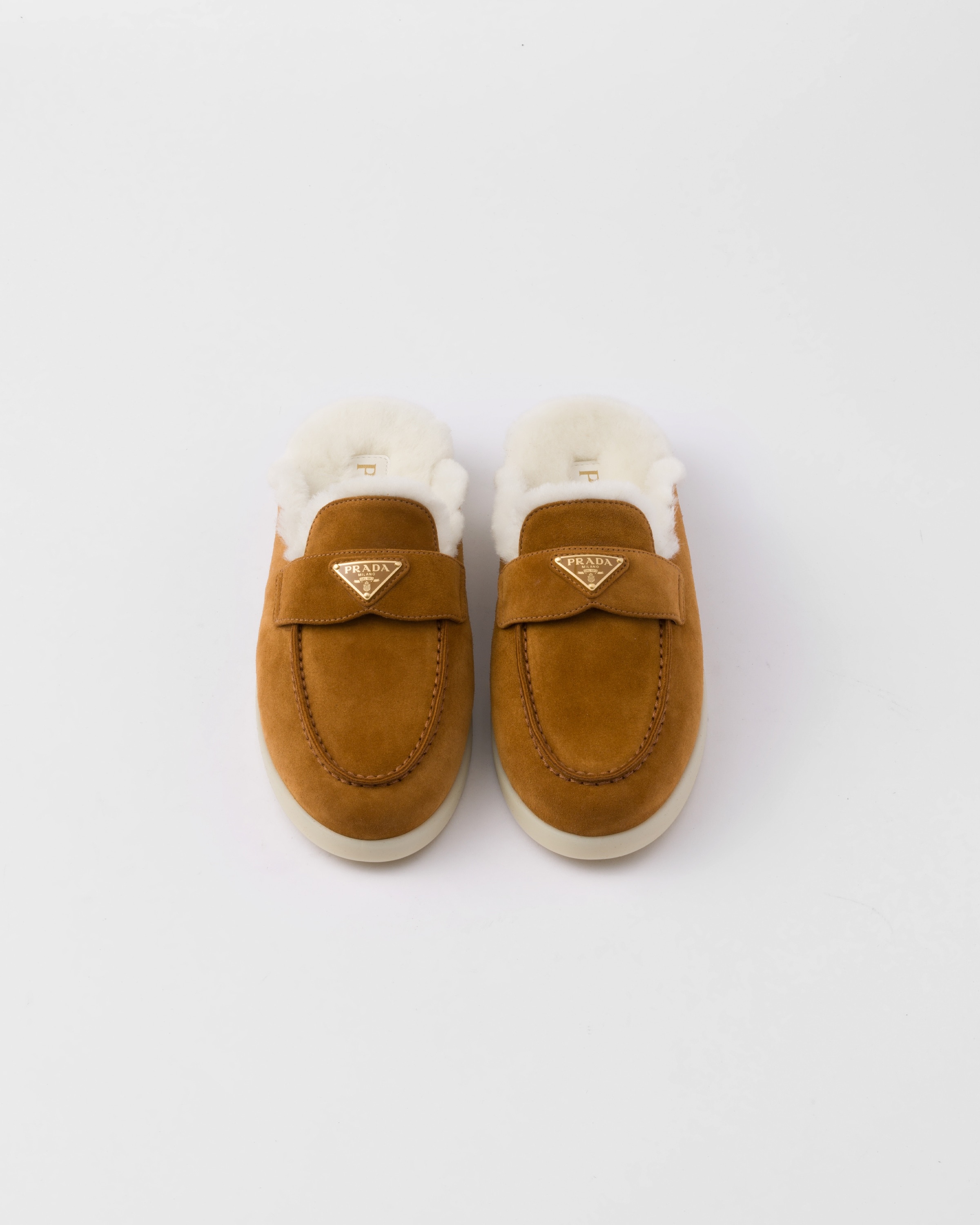 Suede and shearling mules - 4