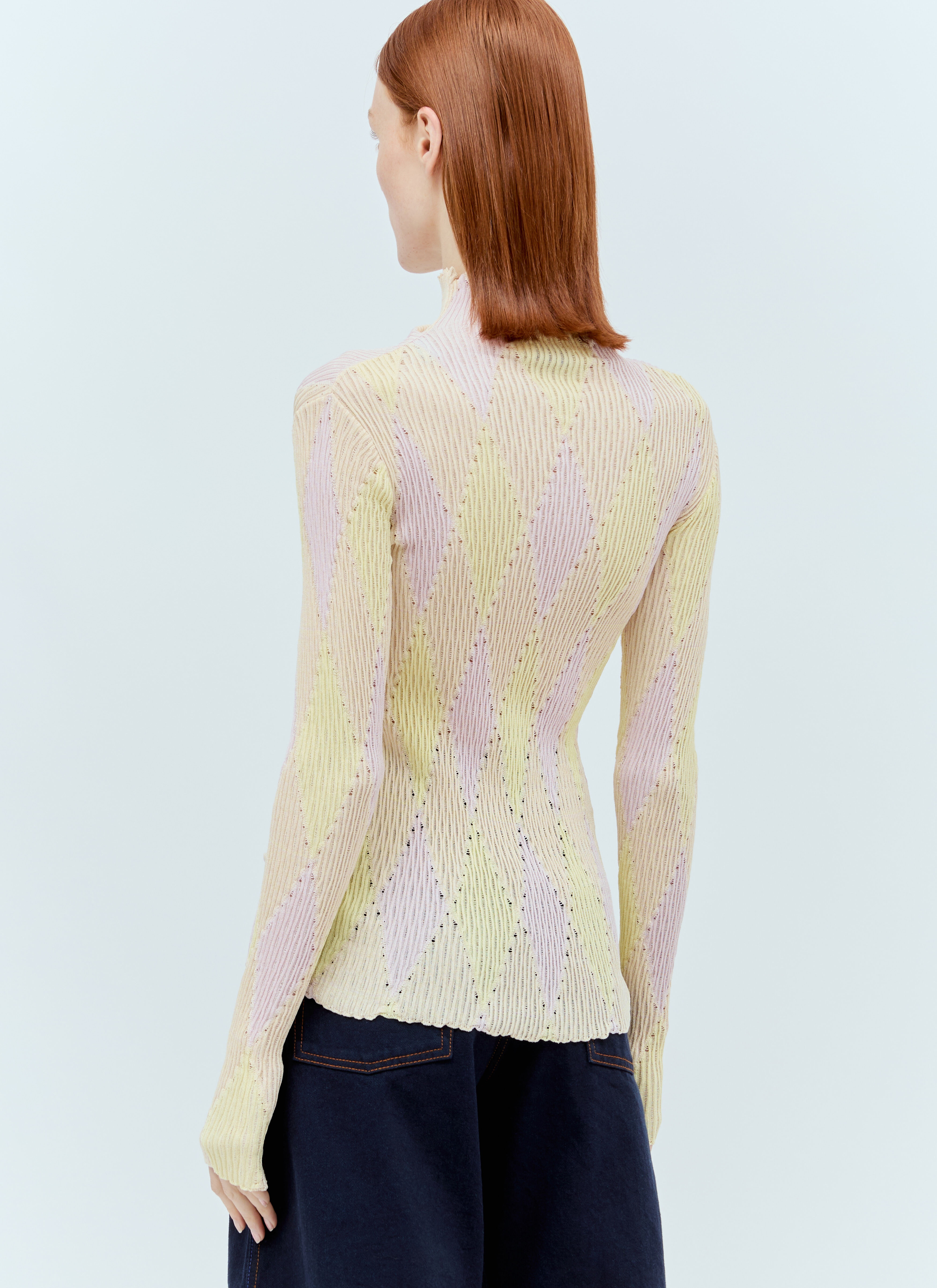 Argyle High-Neck Sweater - 5