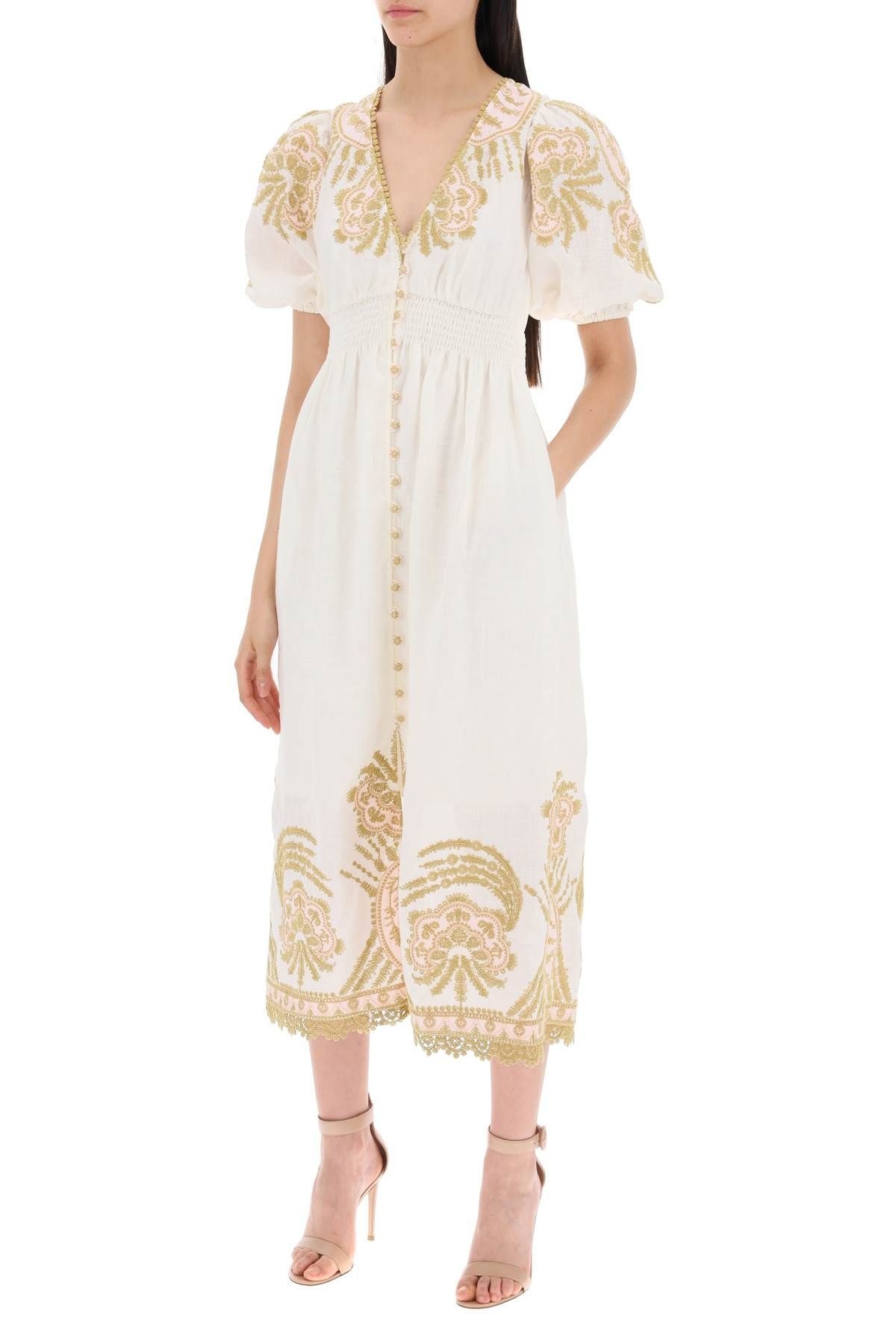 "WAVERLY EMBROIDERED LINEN DRESS" - 5