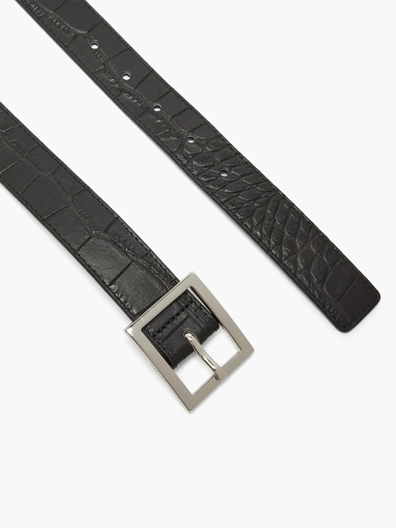 Crocodile-embossed leather belt - 5