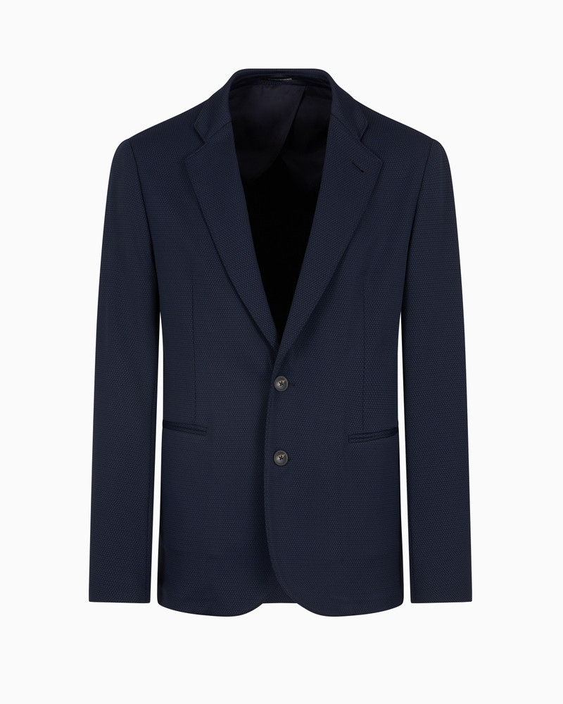 SINGLE-BREASTED JACKET IN STRETCH PIQUÉ TECHNICAL JERSEY 1