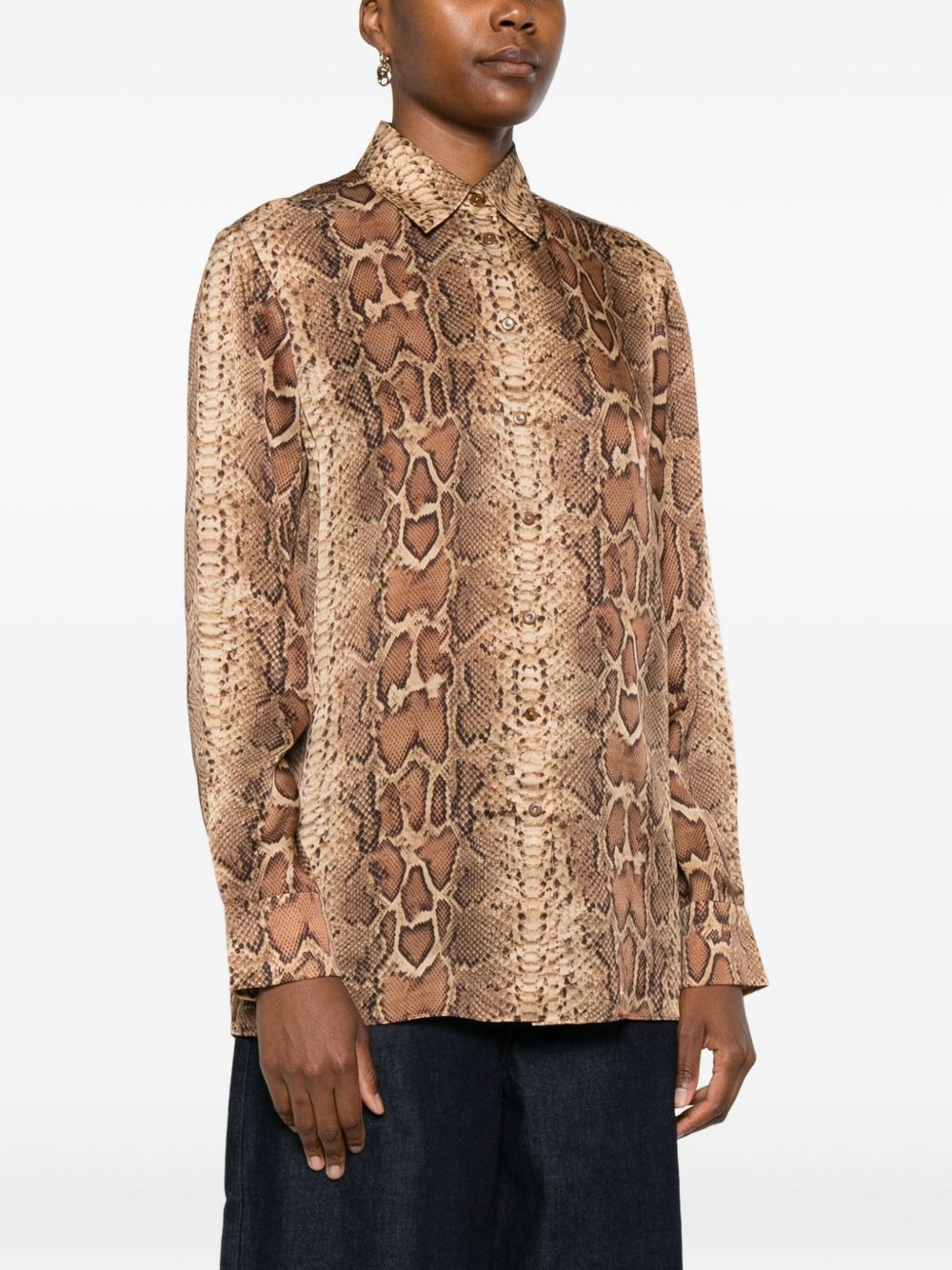 snakeskin-print long-sleeve shirt - 3