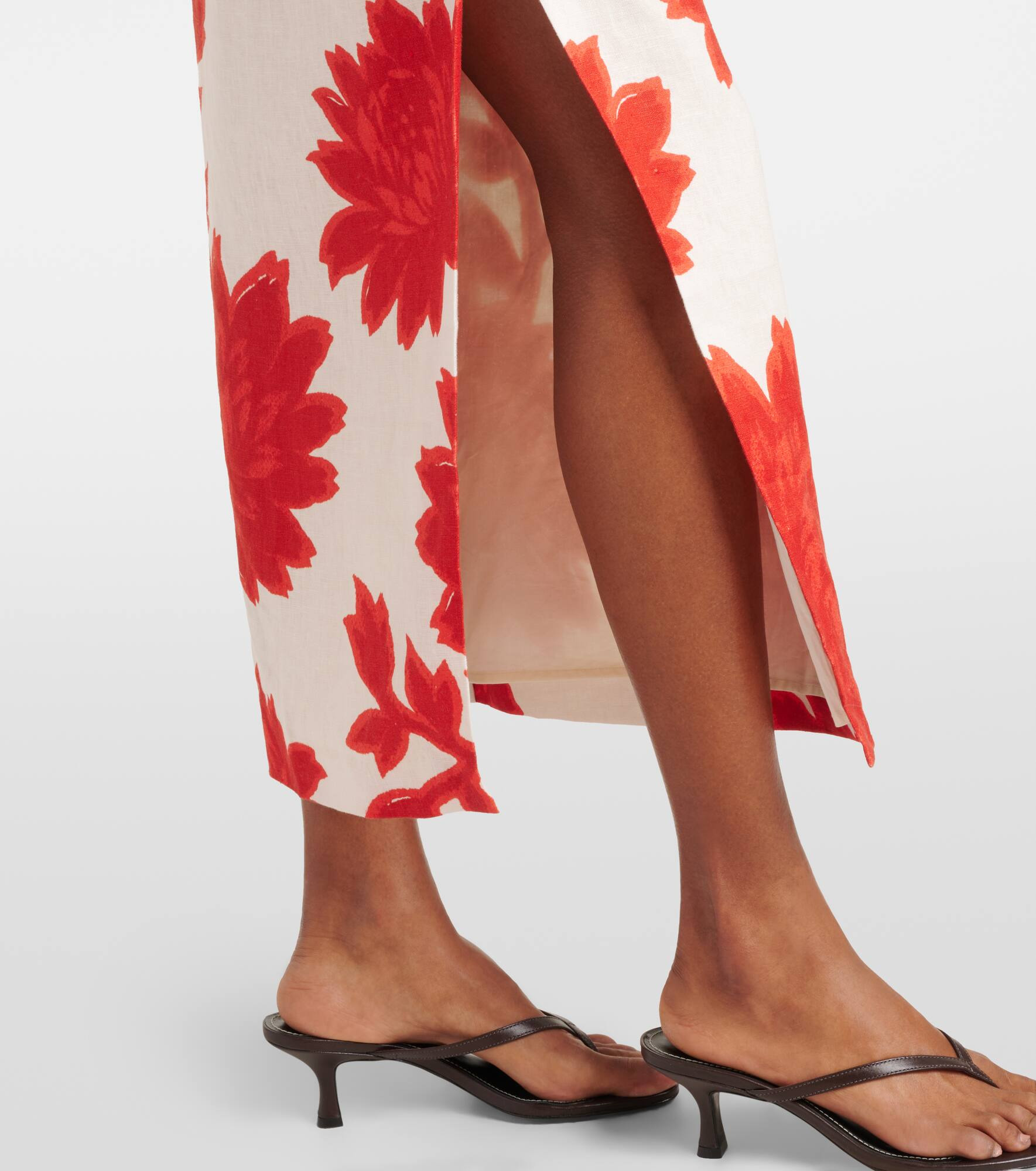 Floral linen midi skirt - 5
