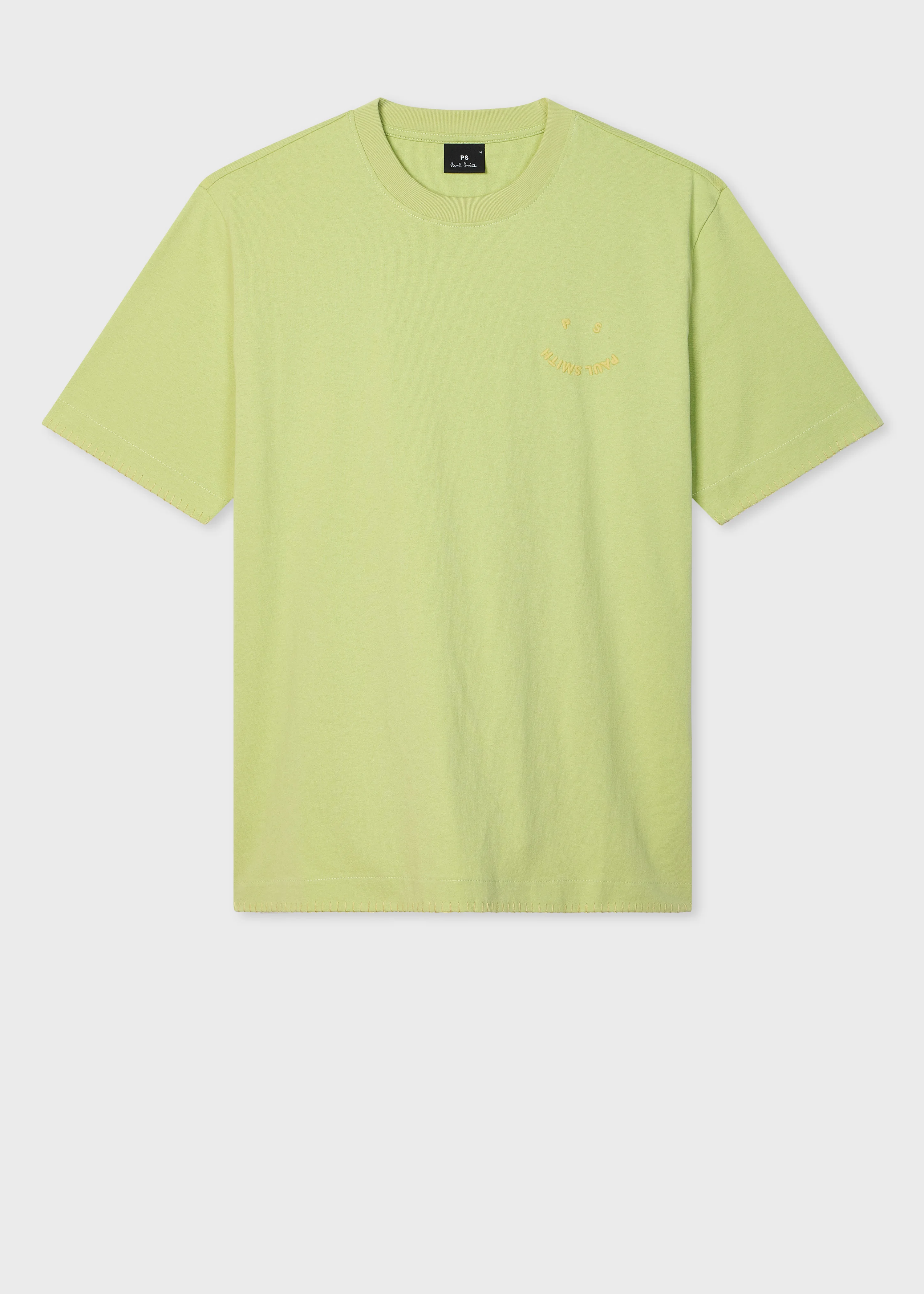 Pale Green Blanket-Stitch 'Happy' T-Shirt - 1