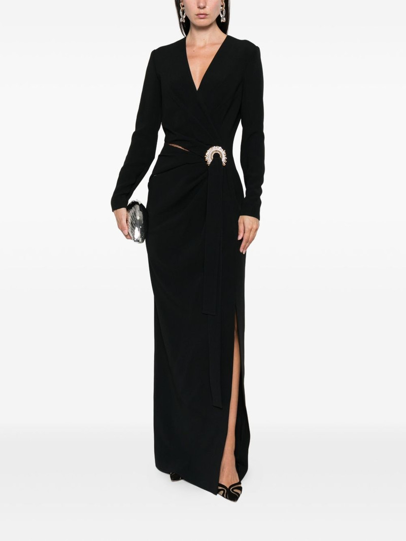 ELIE SAAB crystal-embellished wrap maxi evening dress outlook