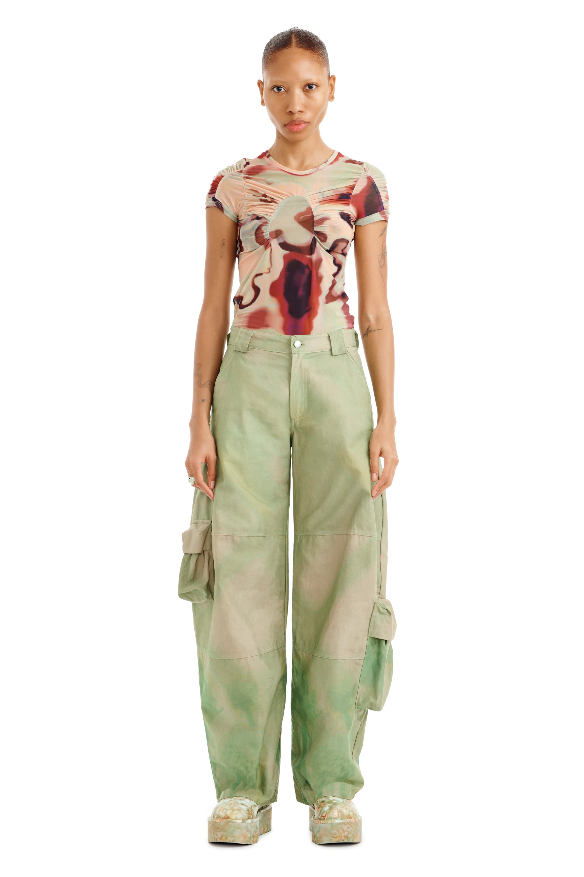 CELADON MUMS PLAID LAWN CARGO PANT - 2