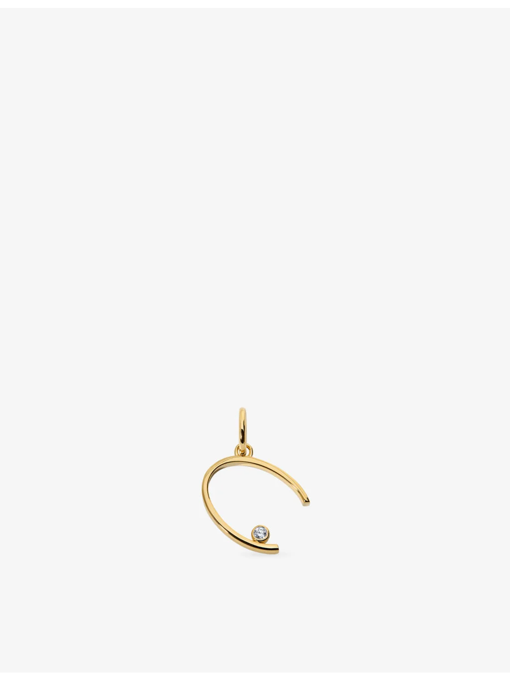 Solitaire Initial C 18ct Yellow Gold Vermeil and Lab-Grown Diamond Pendant - 1