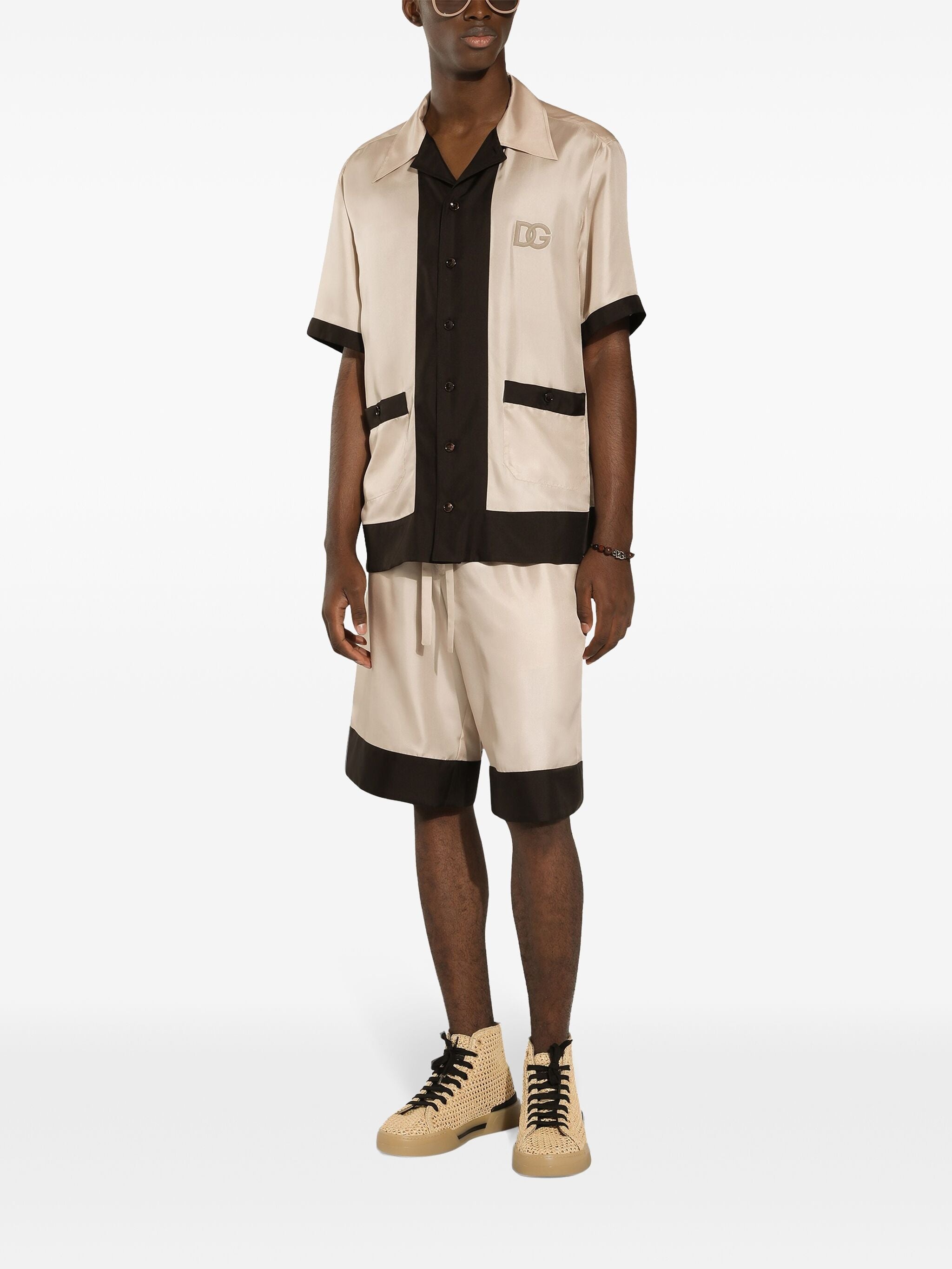LOGO-EMBROIDERED SILK SHORTS - 5