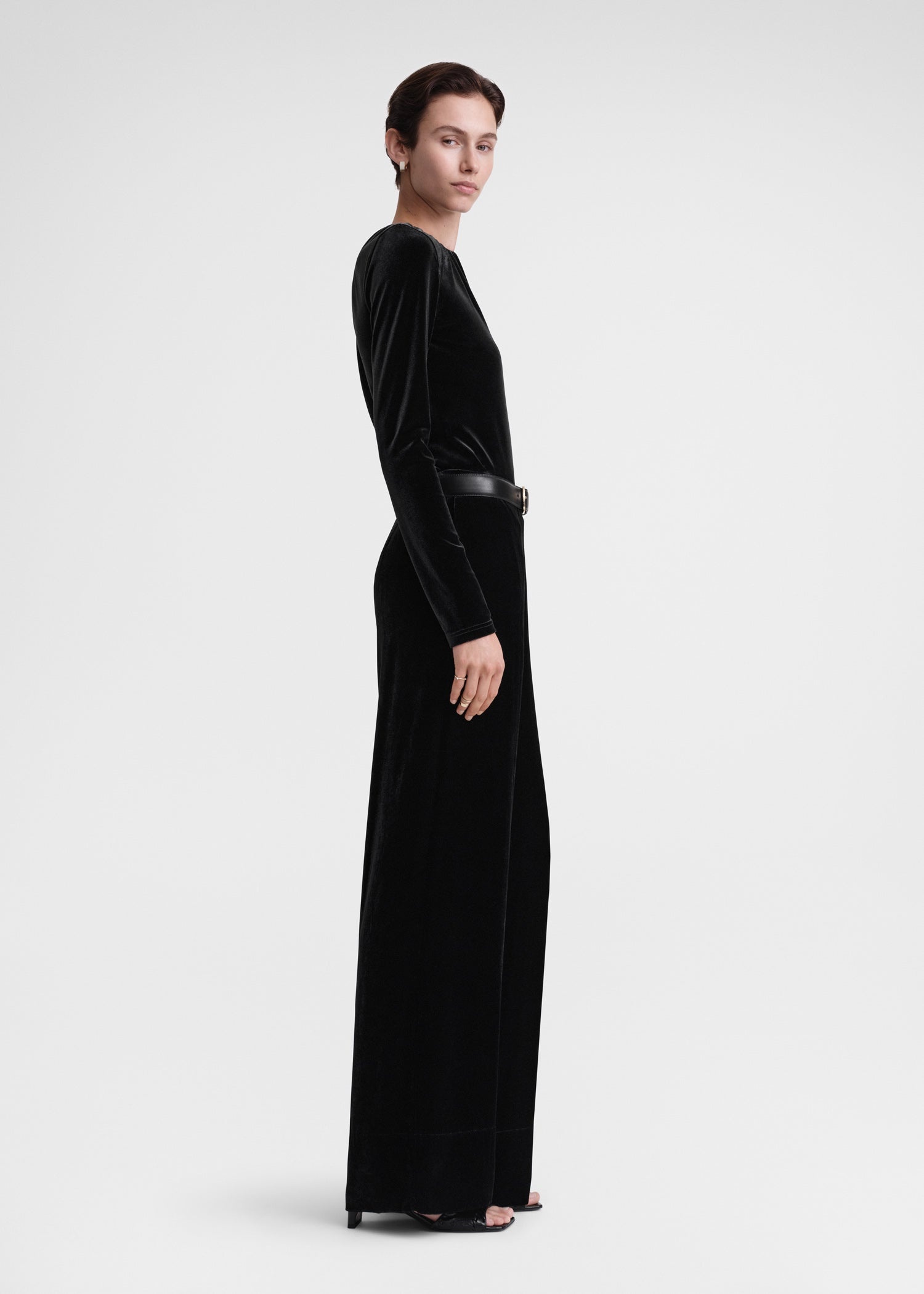 Wide velvet trousers black - 3