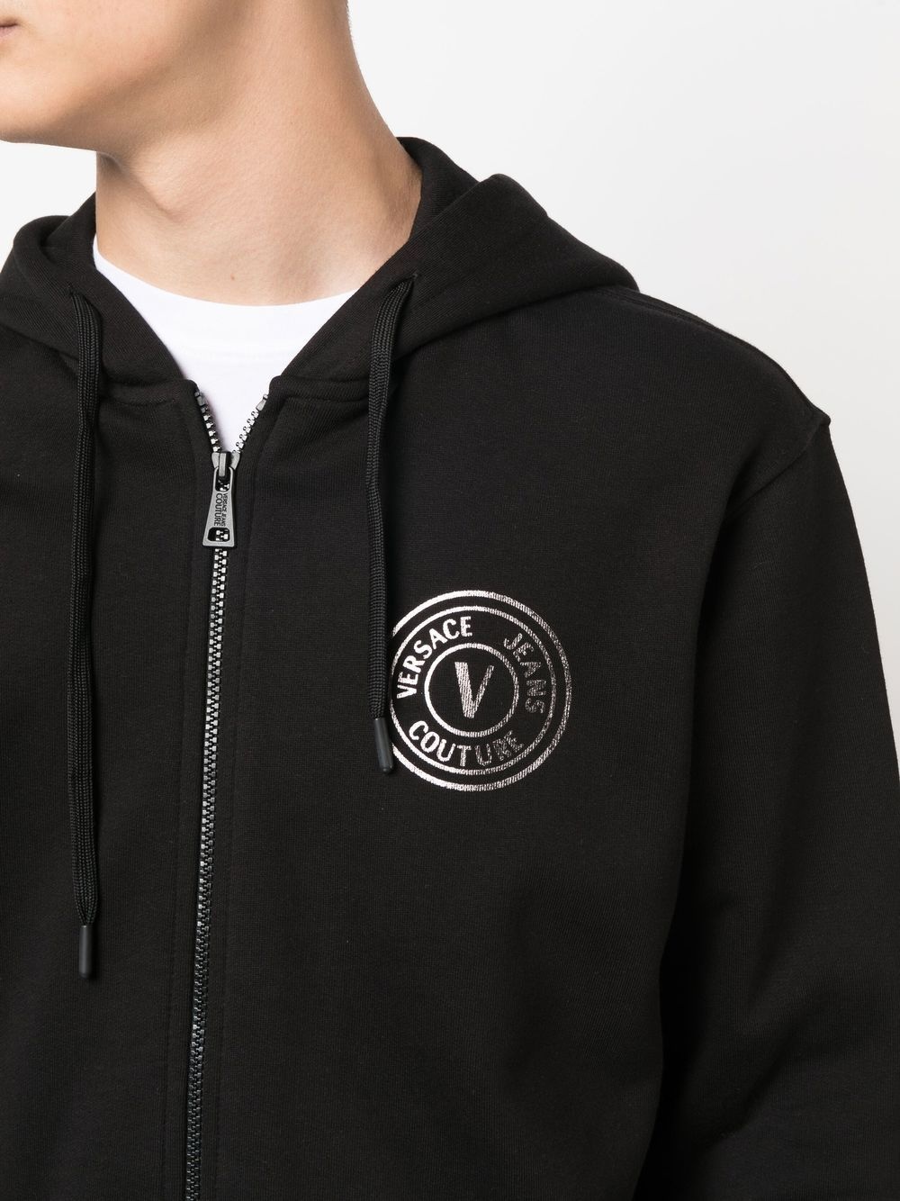 logo-print zipped hoodie - 5