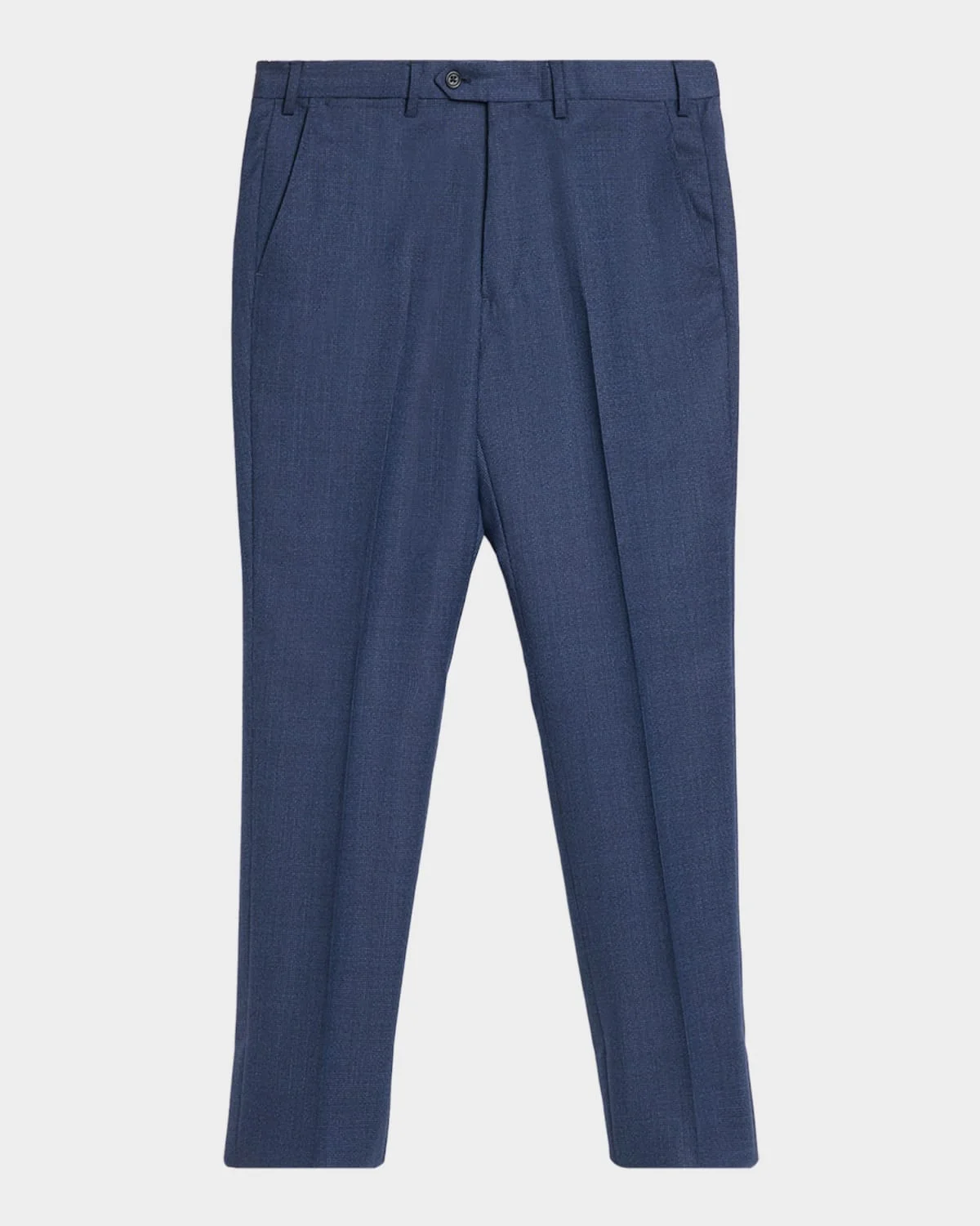 Men's Textured Wool Tapered Flat-Front Trousers - 1