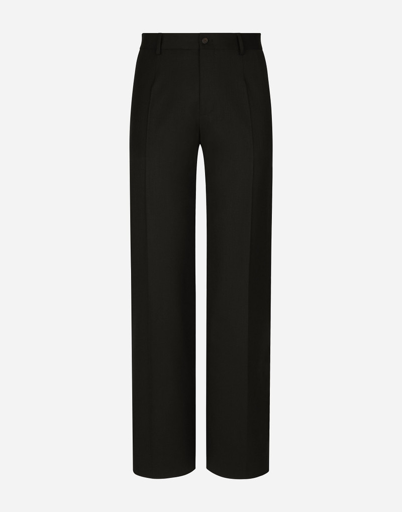 Stretch wool straight-leg pants - 1