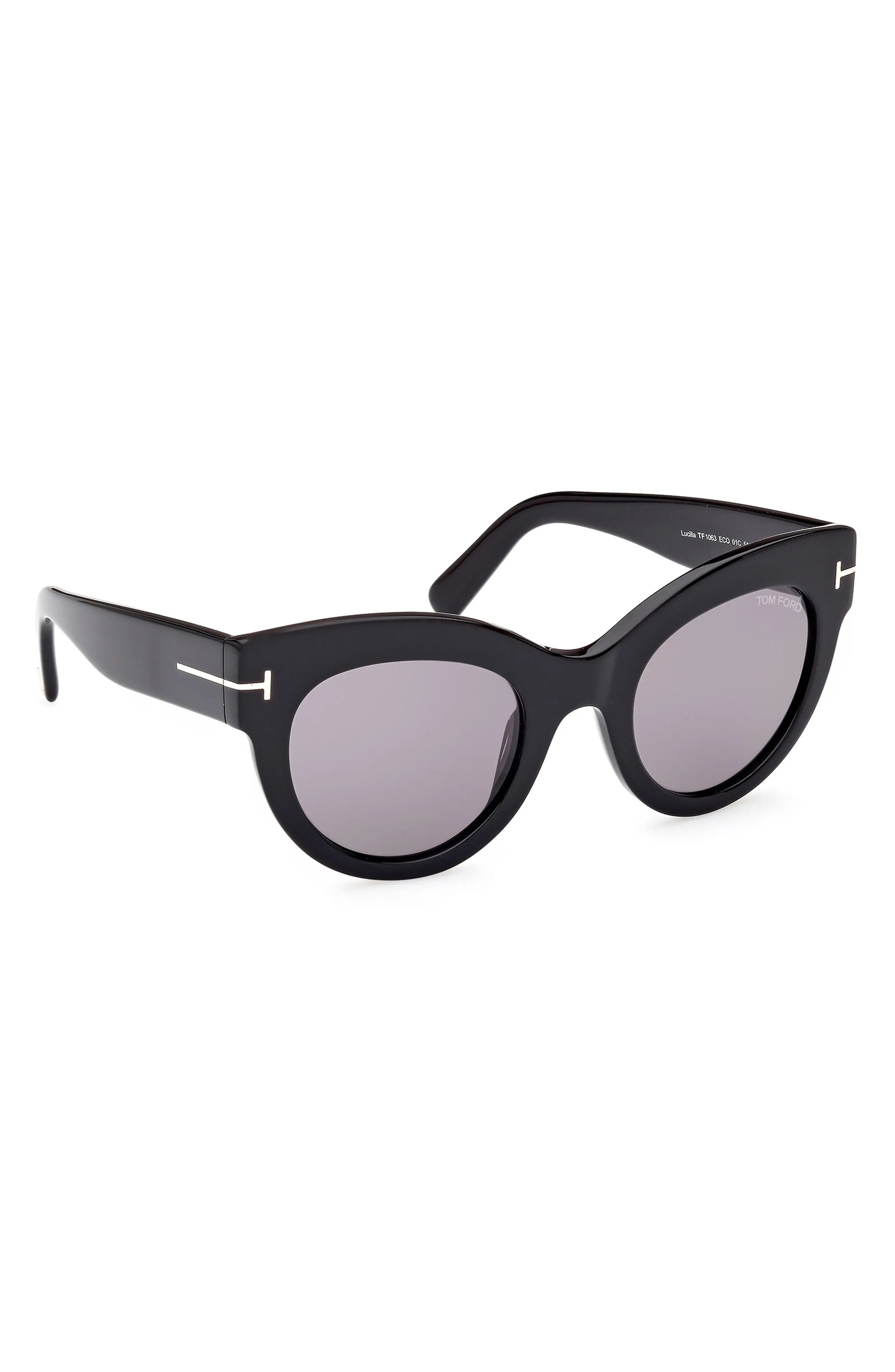 Lucilla 51mm Gradient Cat Eye Sunglasses in Shiny Black /Smoke Silver - 4