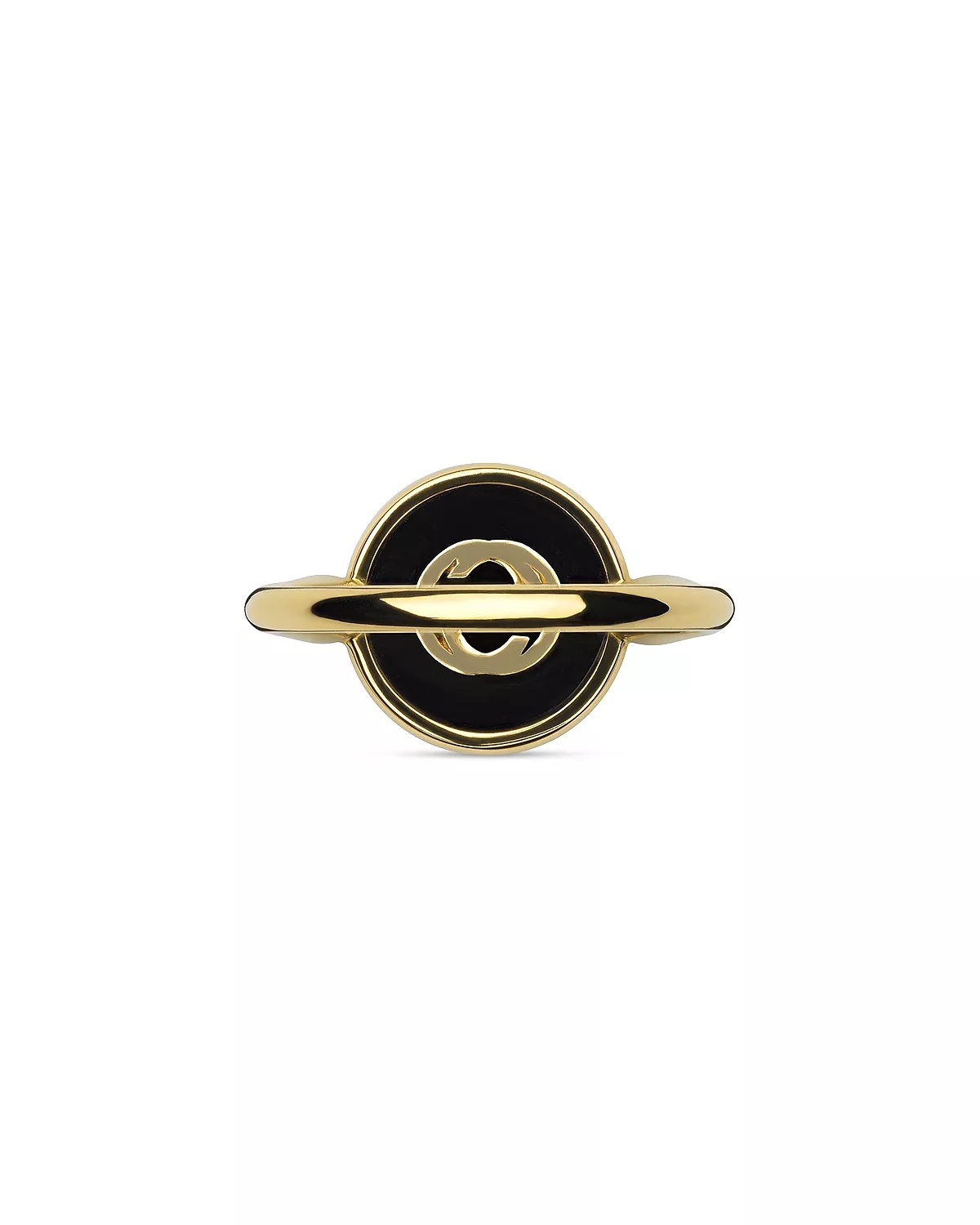 18K Yellow Gold Interlocking Diamond & Black Onyx Ring - 5