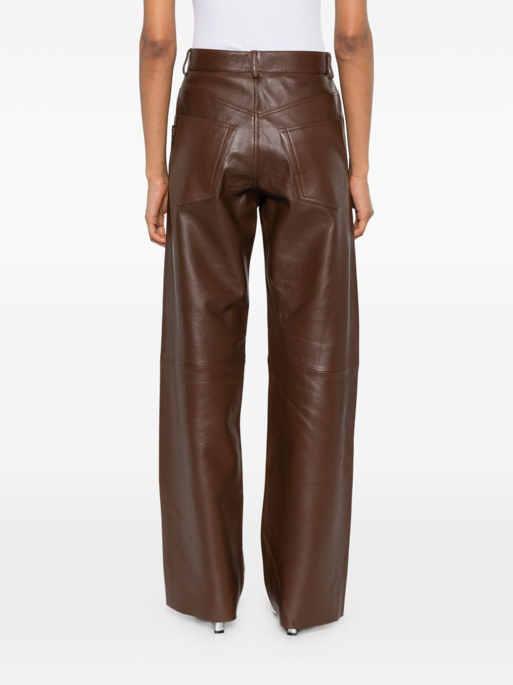leather panelled pants - 4