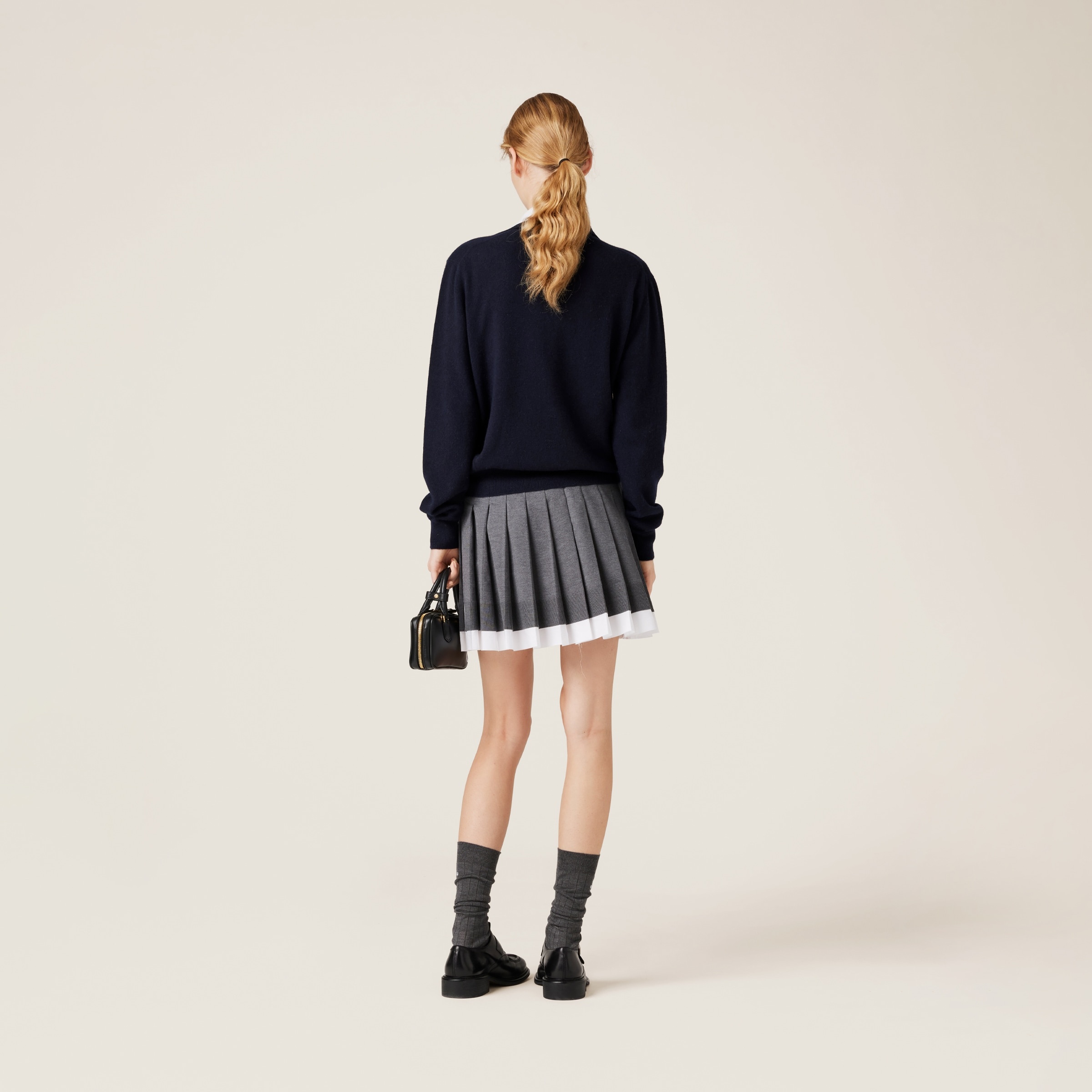 Miu Miu Dark Grey Silk Blend Mini Skirt | italist | REVERSIBLE