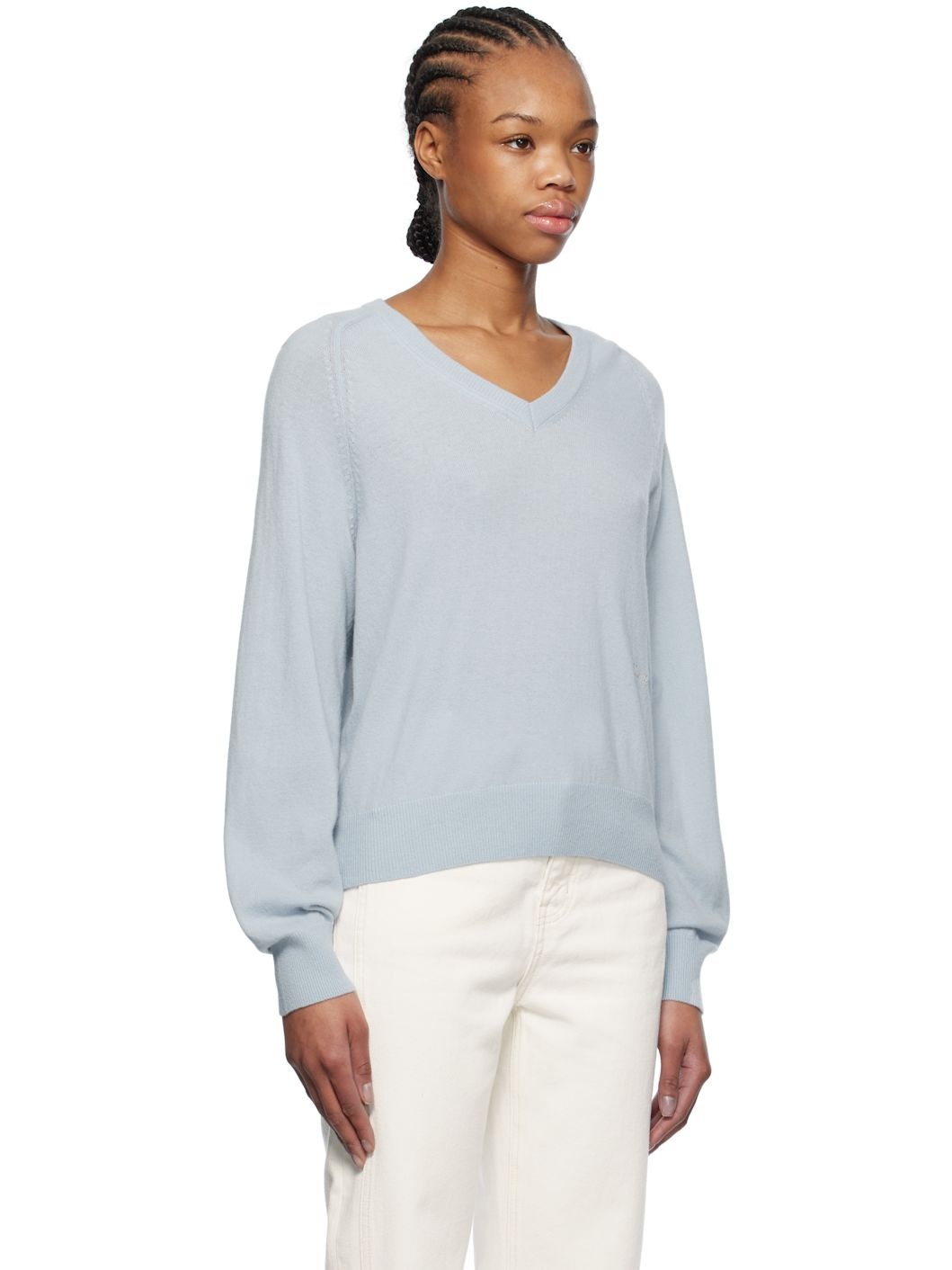 Blue V-Neck Sweater - 2