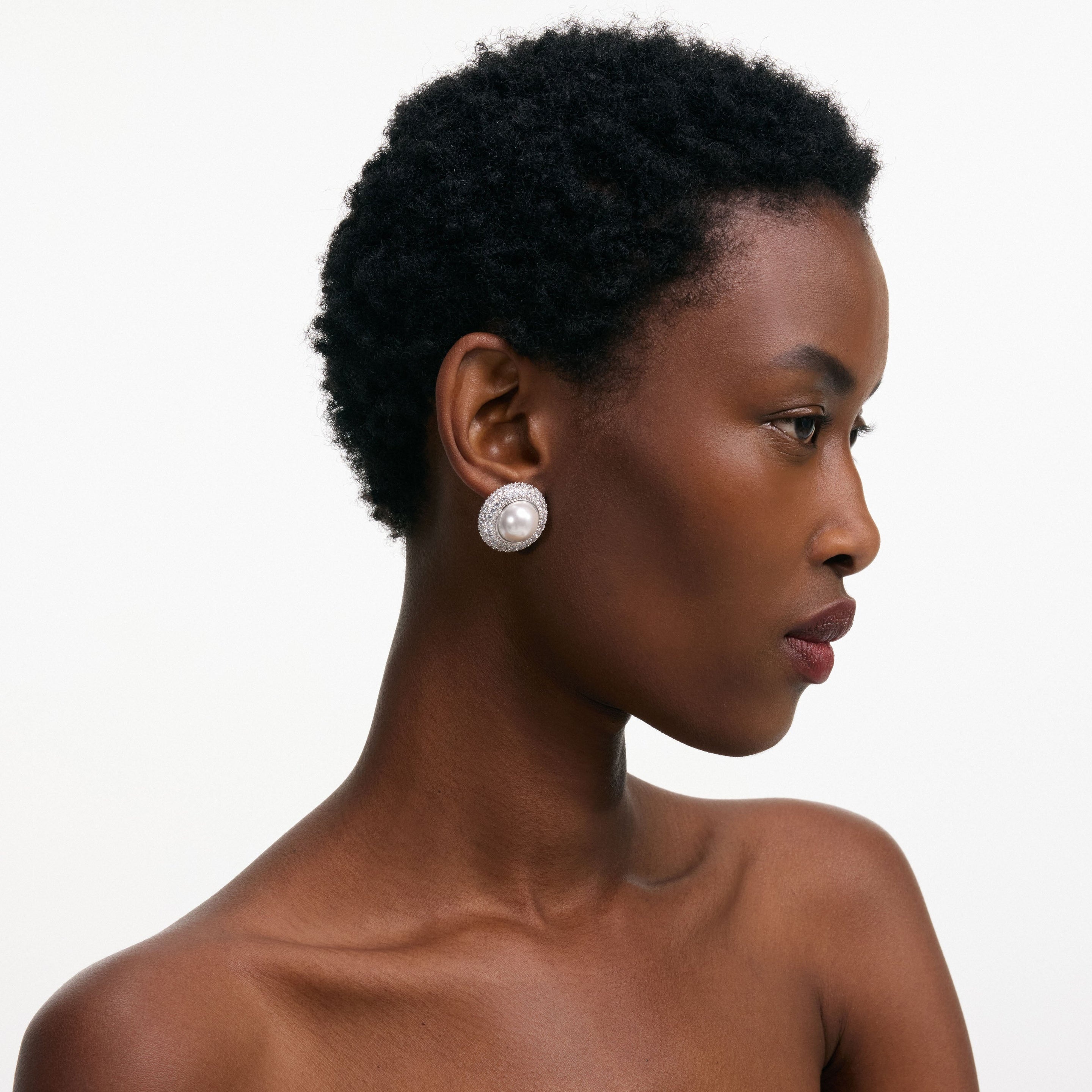 Small Crystal Pearl Earrings - 4