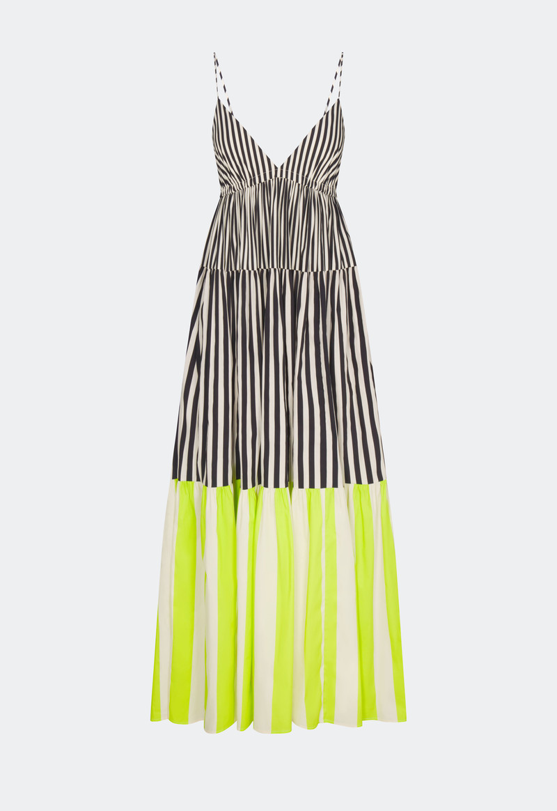 Romi Poplin Dress In Black/Cream/Lime Multi 1