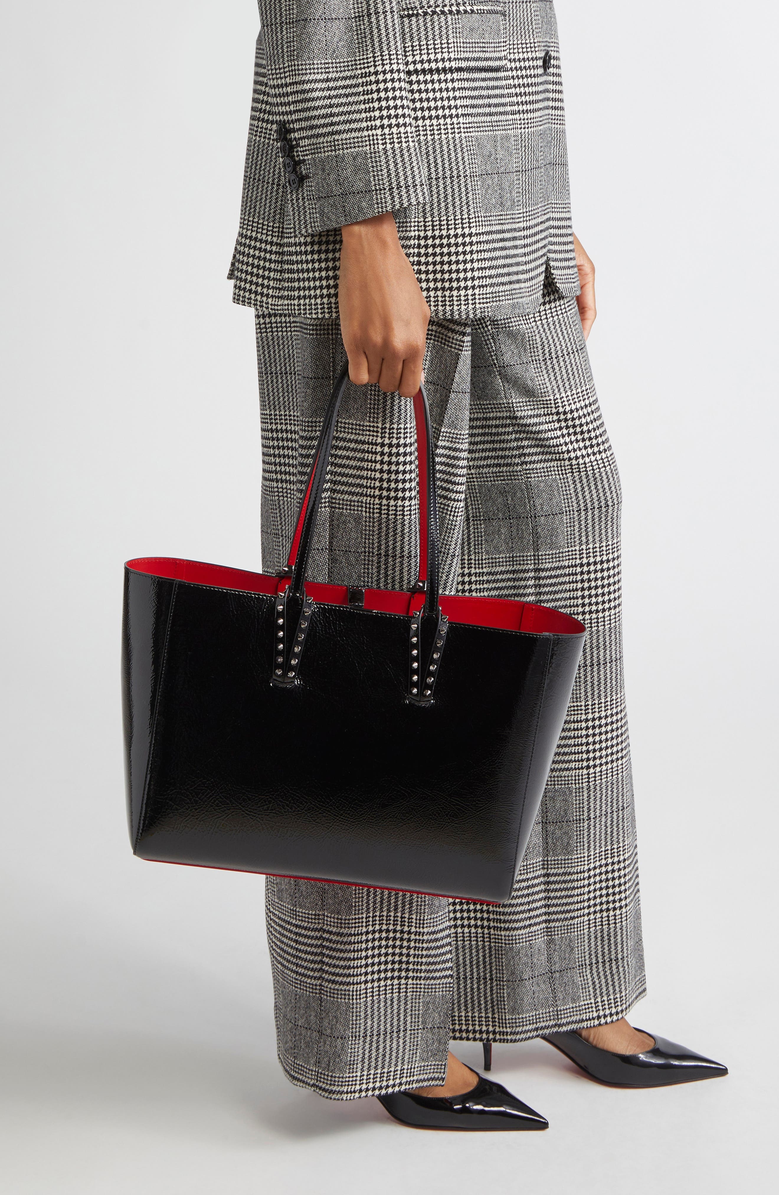 Christian Louboutin Small Cabata Soft Crinkle Patent Leather Tote in Black at Nordstrom - 3