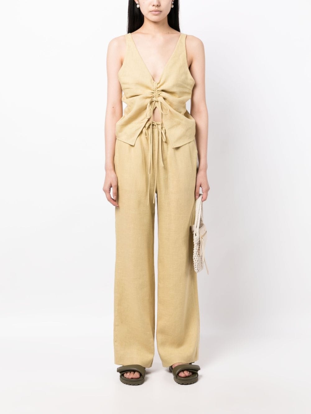 linen drawstring top - 2
