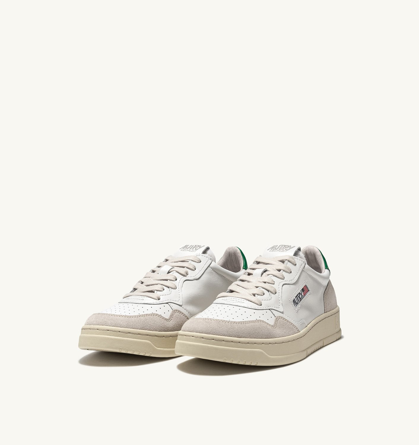 MEDALIST LOW SNEAKERS IN WHITE AND AMAZON LEATHER AND BEIGE SUEDE - 2