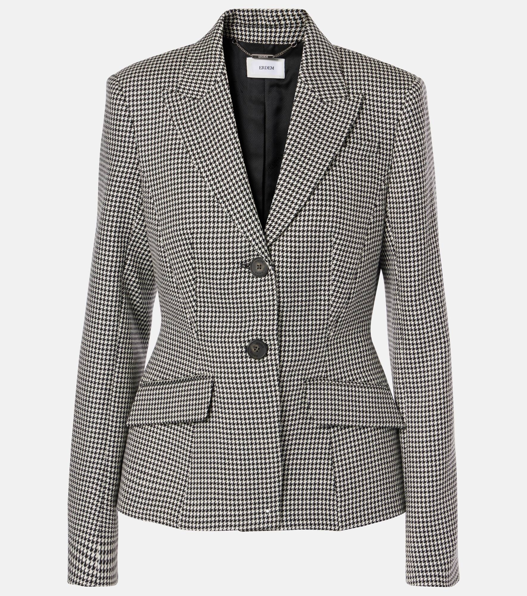 Tailored houndstooth wool blazer - 1