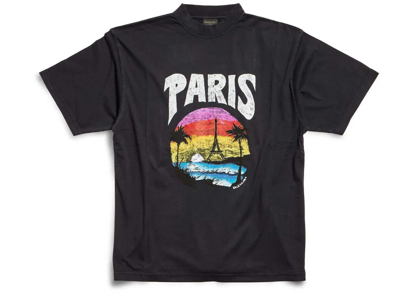 Balenciaga Paris Tropical T-shirt Medium Fit Black - 1