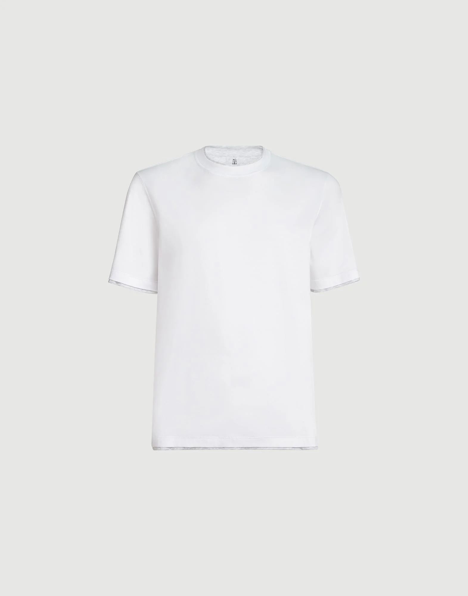 Cotton jersey crew neck T-shirt with faux-layering - 1
