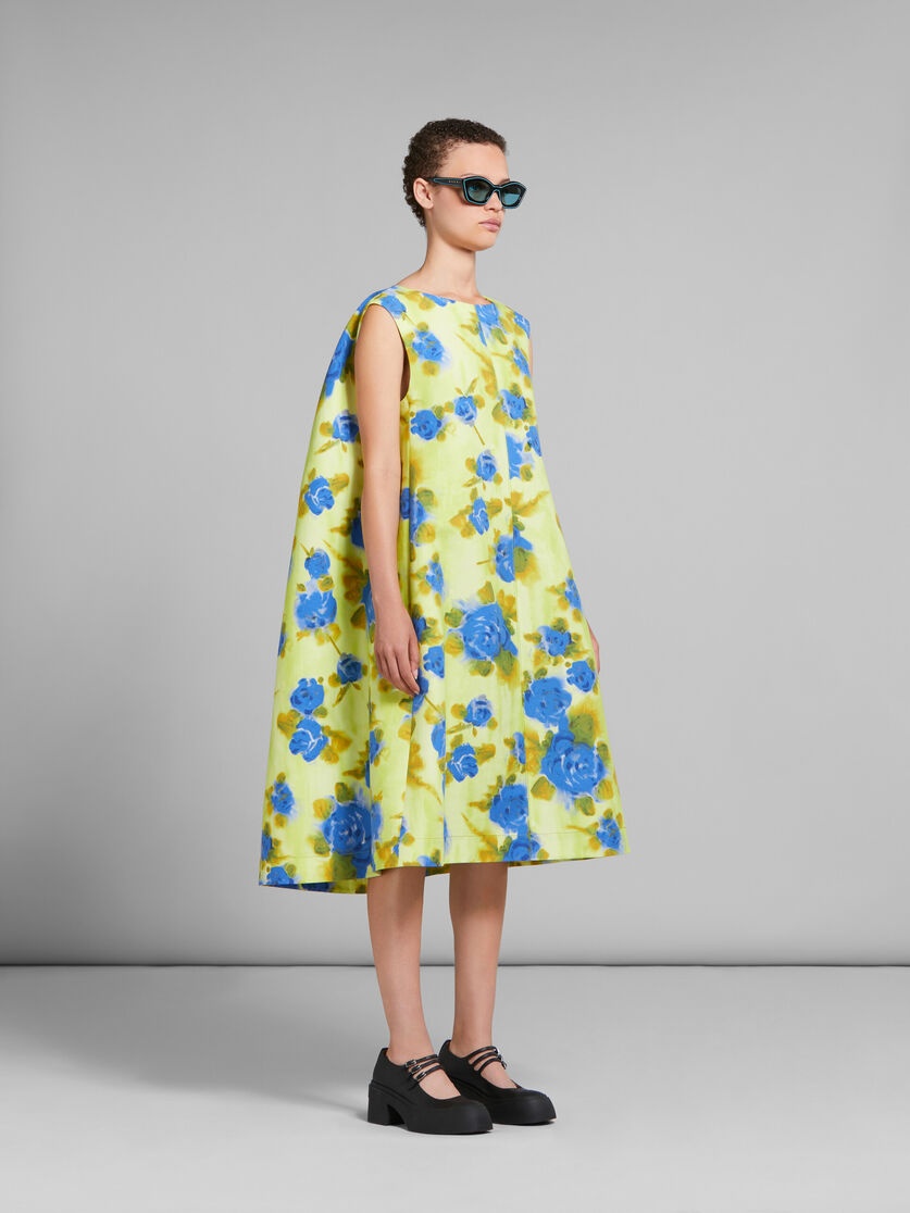 YELLOW CADY COCOON DRESS WITH IDYLL PRINT - 6