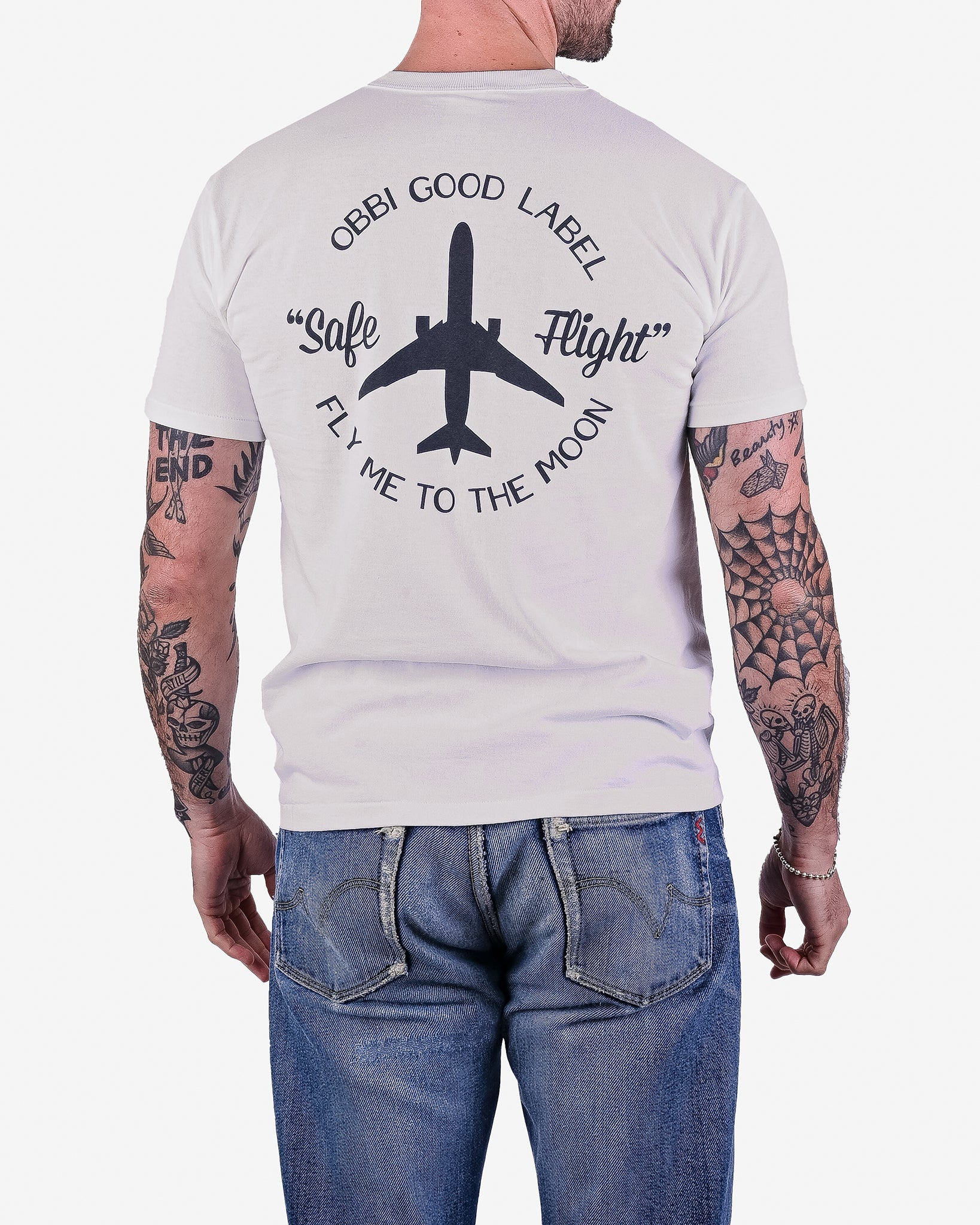 OGL-TEE-LOT20-FMT-CRM OGL 6.2oz Ringspun T-shirt - Silkscreen Printed 'Fly Me To The Moon' - Cream - 3