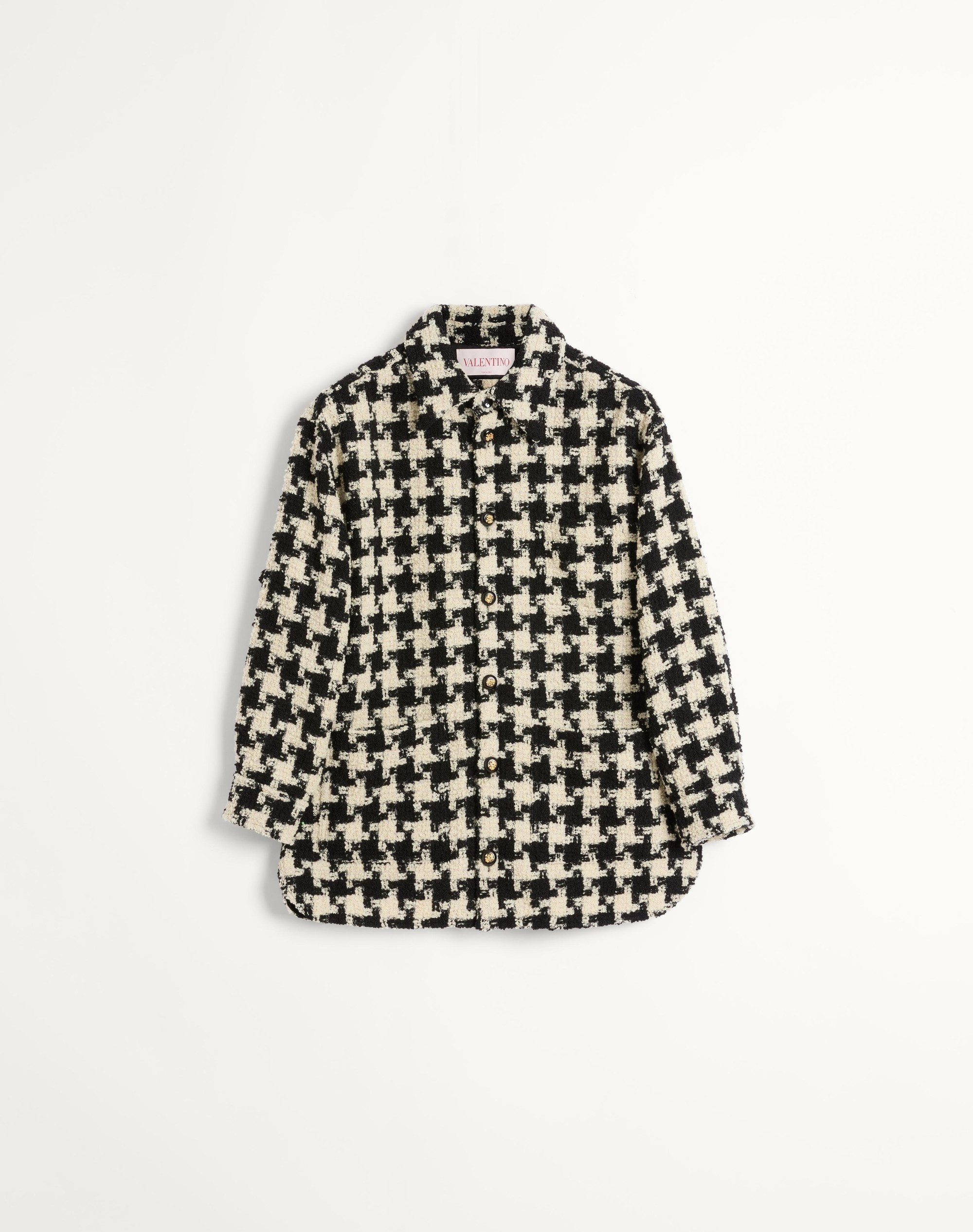 WOOL SHIRT JACKET WITH PIED DE COQUE PATTERN - 1