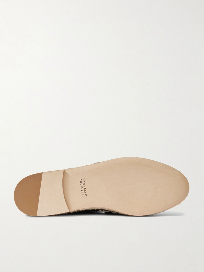 Brunello Cucinelli Leather-Trimmed Suede Espadrilles Blue outlook