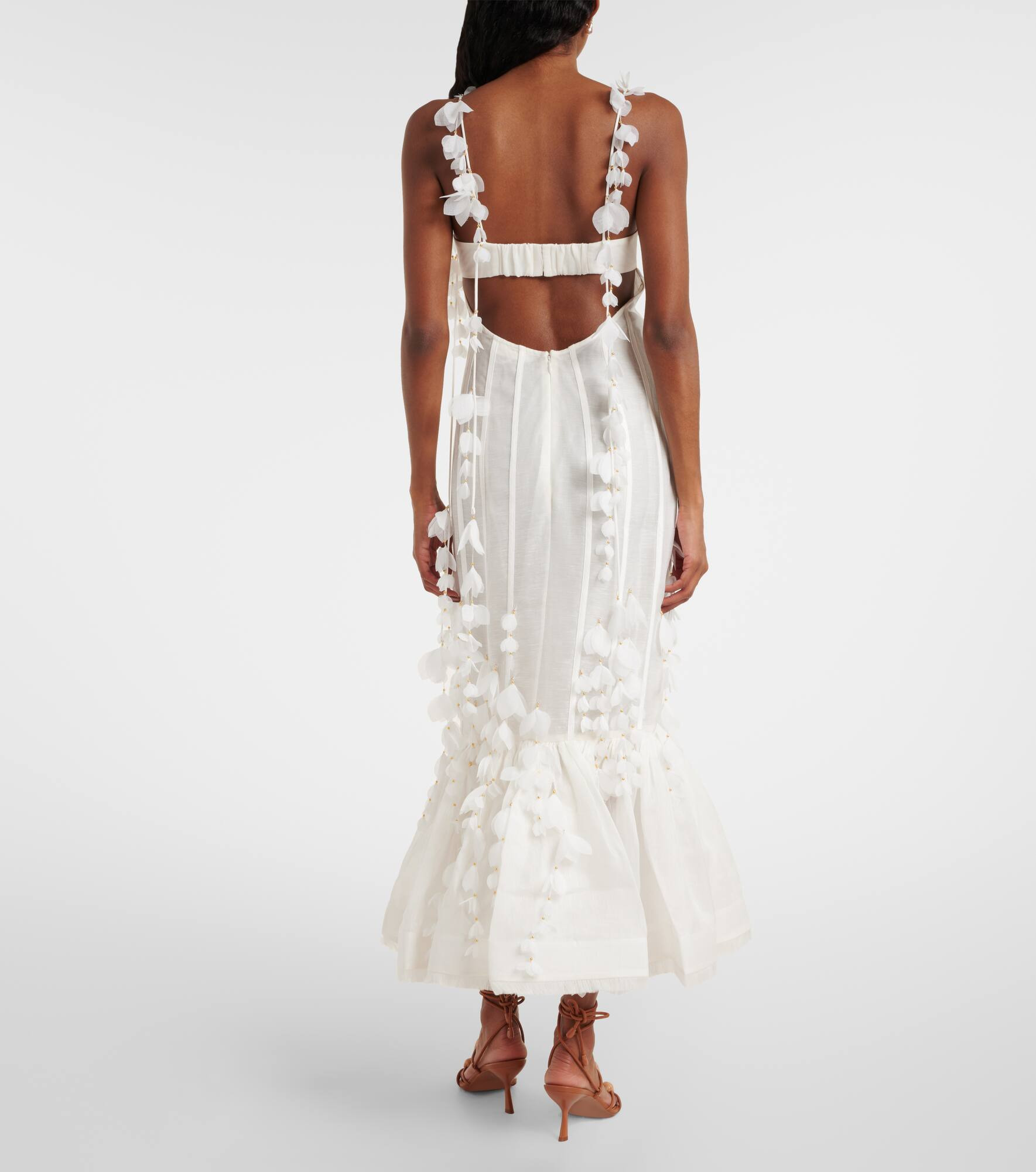Dawning linen and silk midi dress - 3