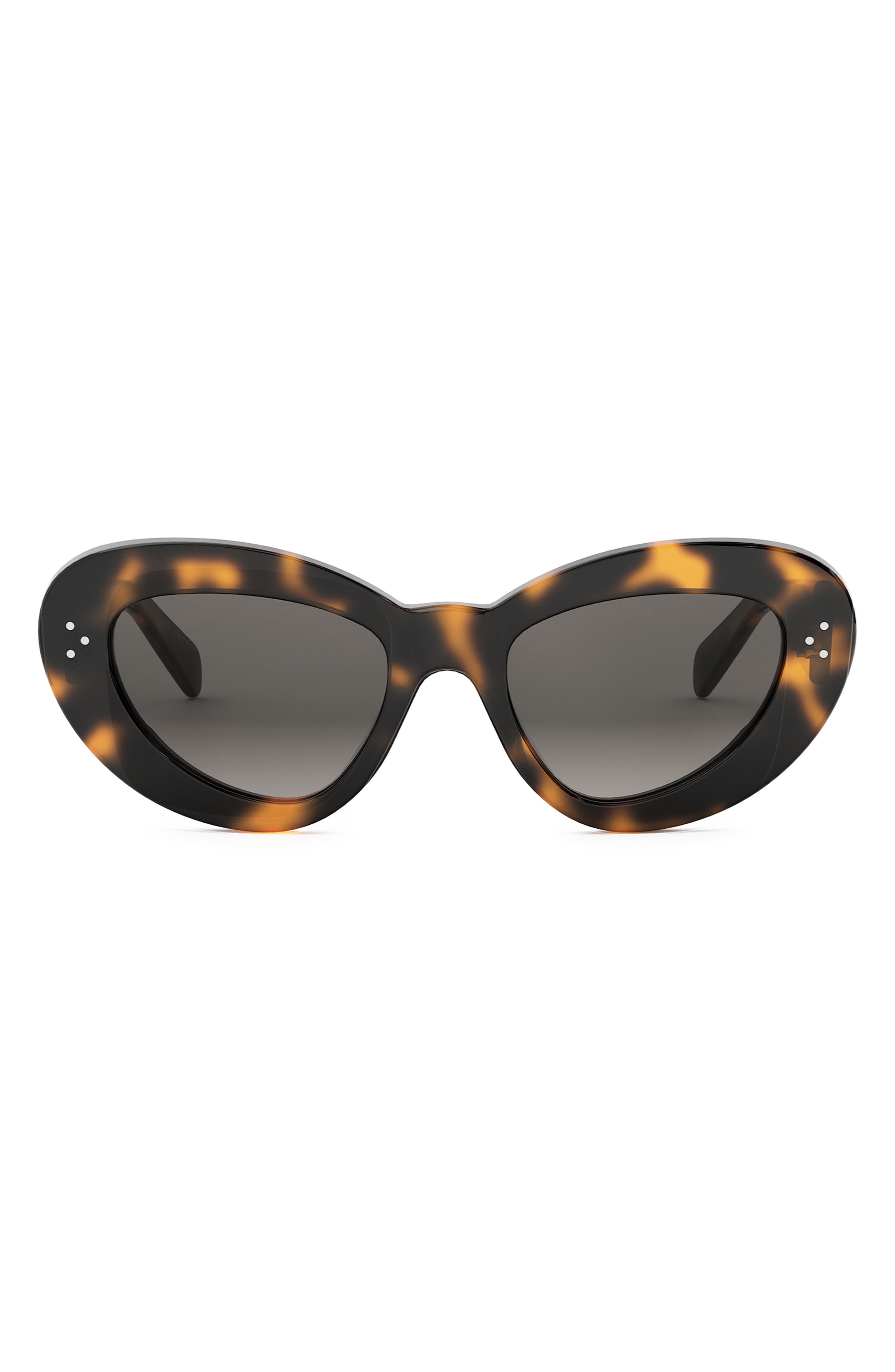 CELINE Bold 3 Dots 52mm Cat Eye Sunglasses in Dark Havana /Gradient Brown at Nordstrom - 1