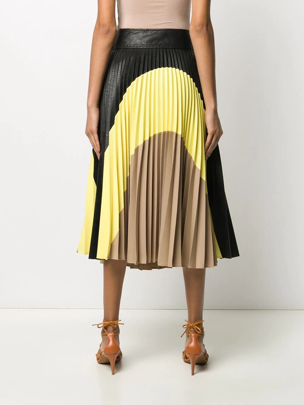 colour-block pleated midi-skirt - 4