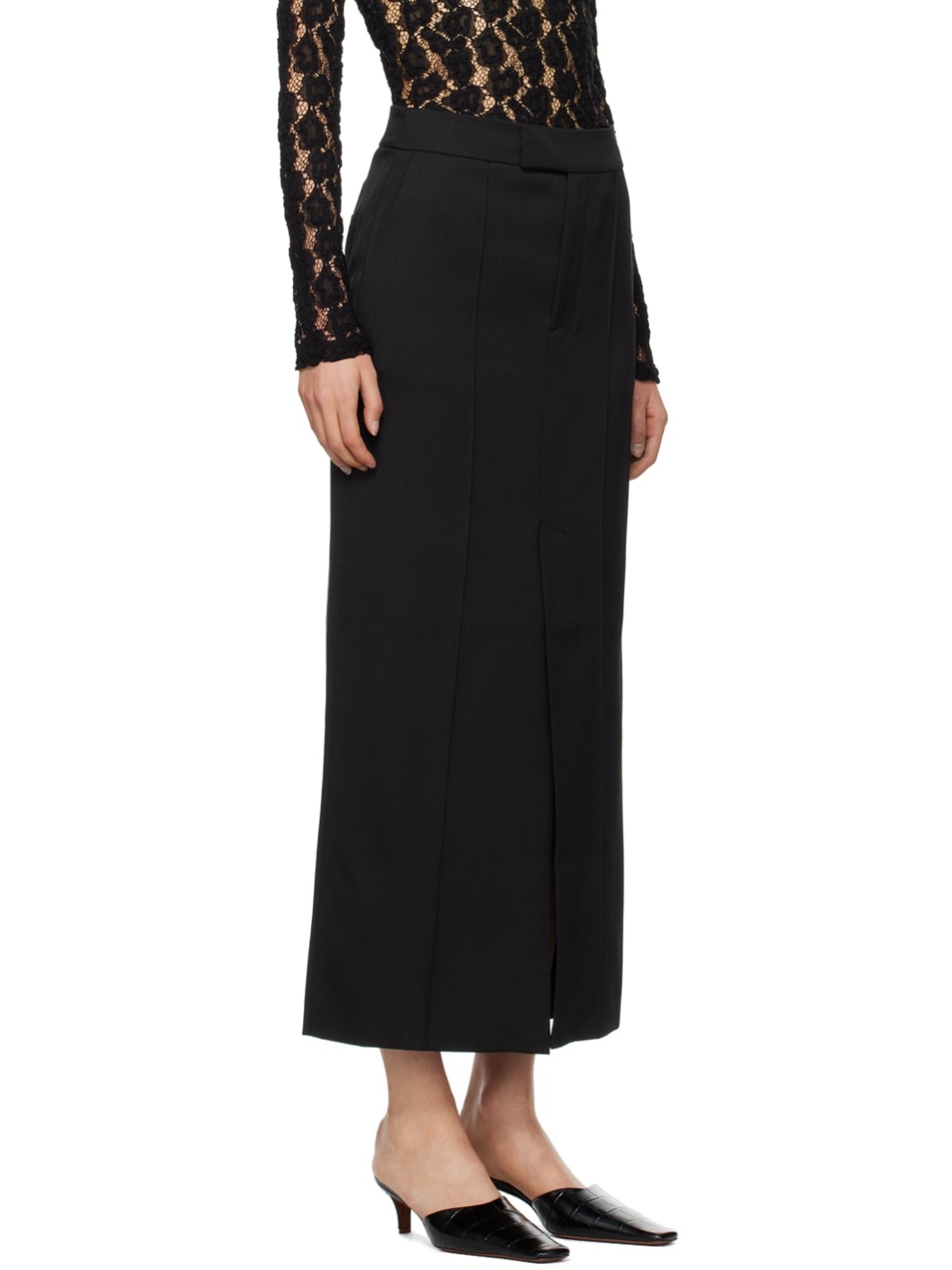 Black Straight Maxi Skirt - 2