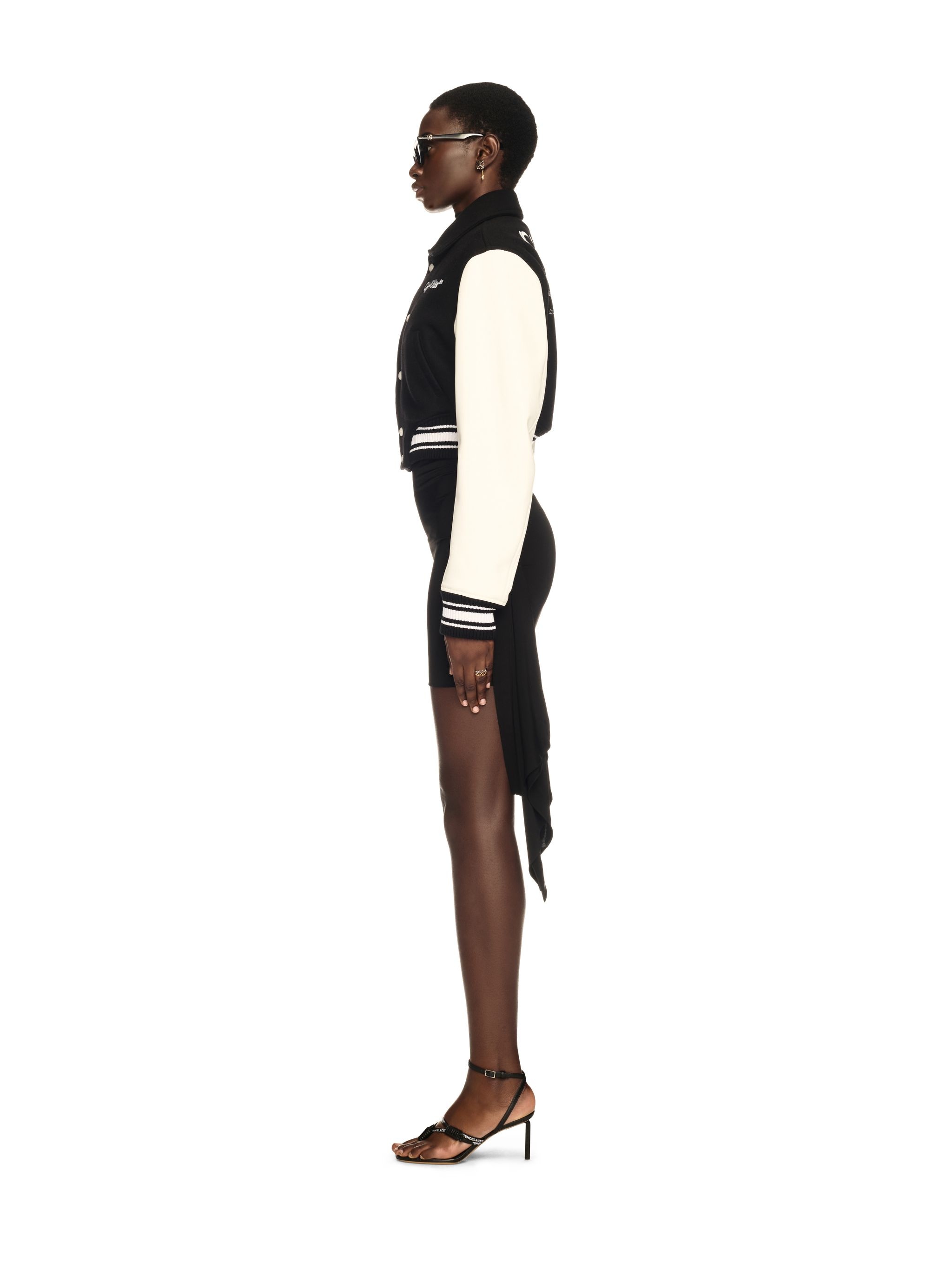 Black/white Cropped Varsity Jacket - 3