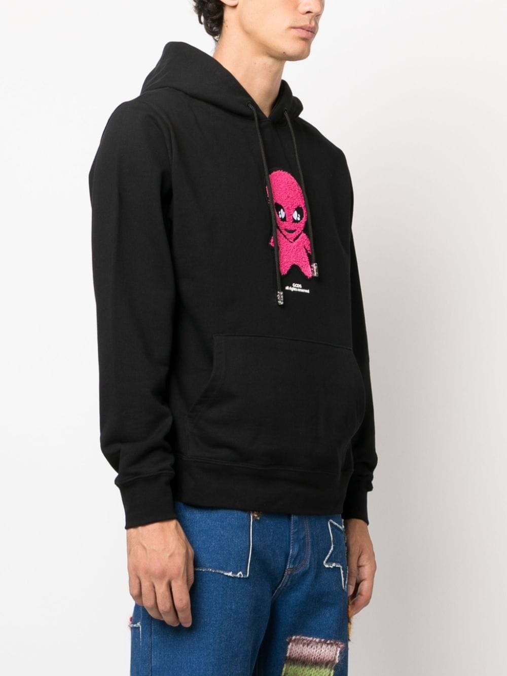 alien-patch cotton hoodie - 3